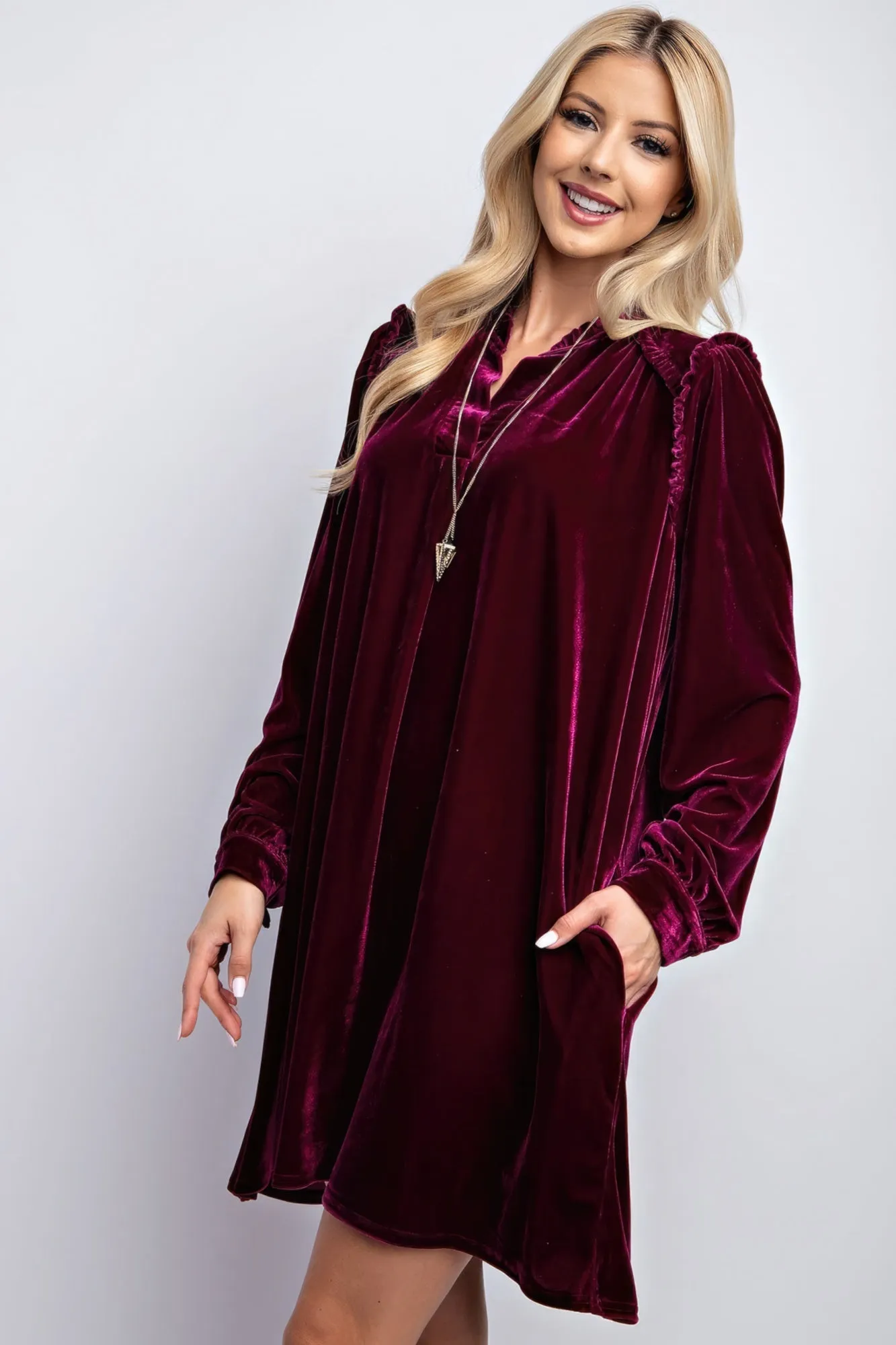 Plum Charming Velvet  Dress