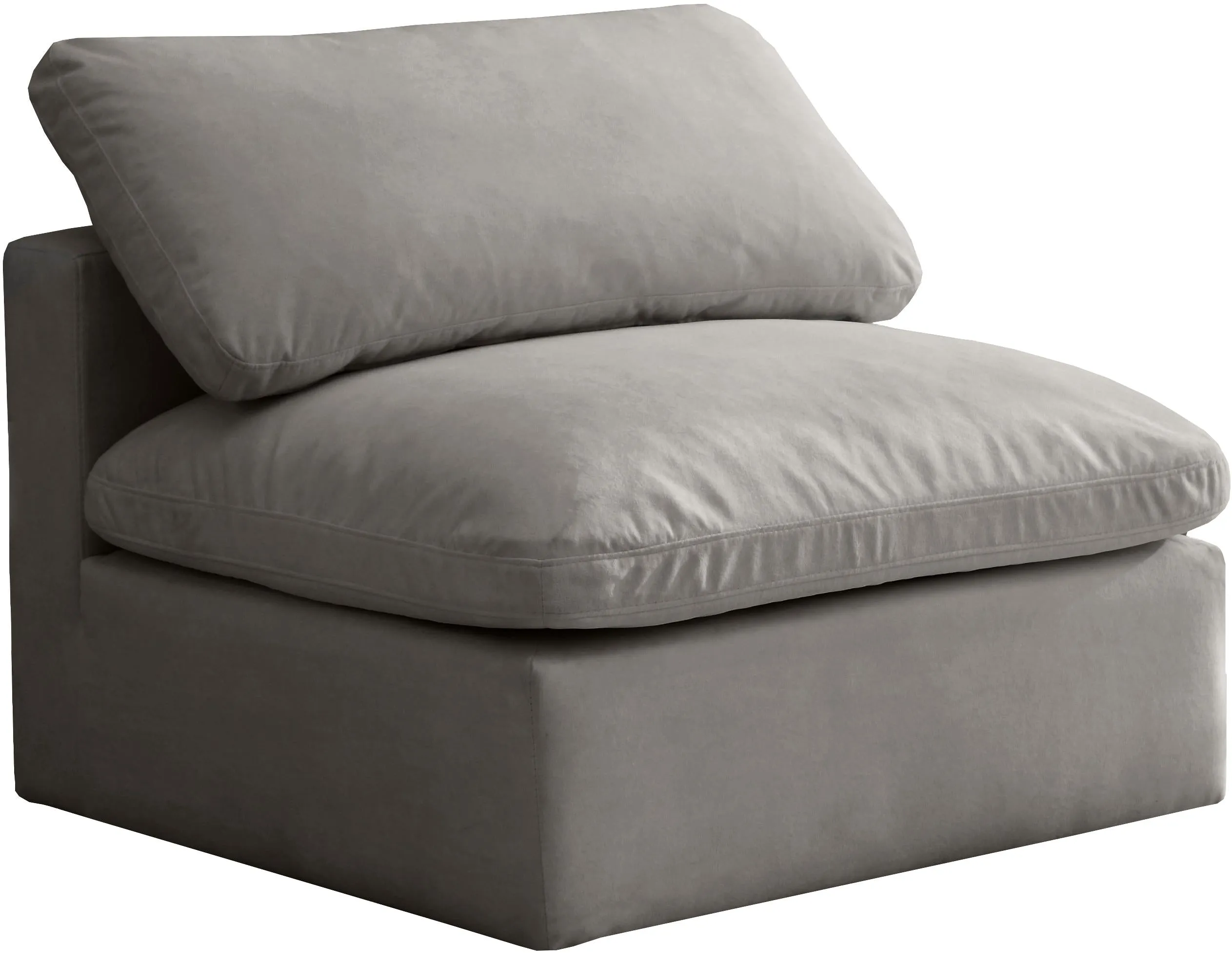 Plush Grey Velvet Standard Cloud Modular Armless Chair