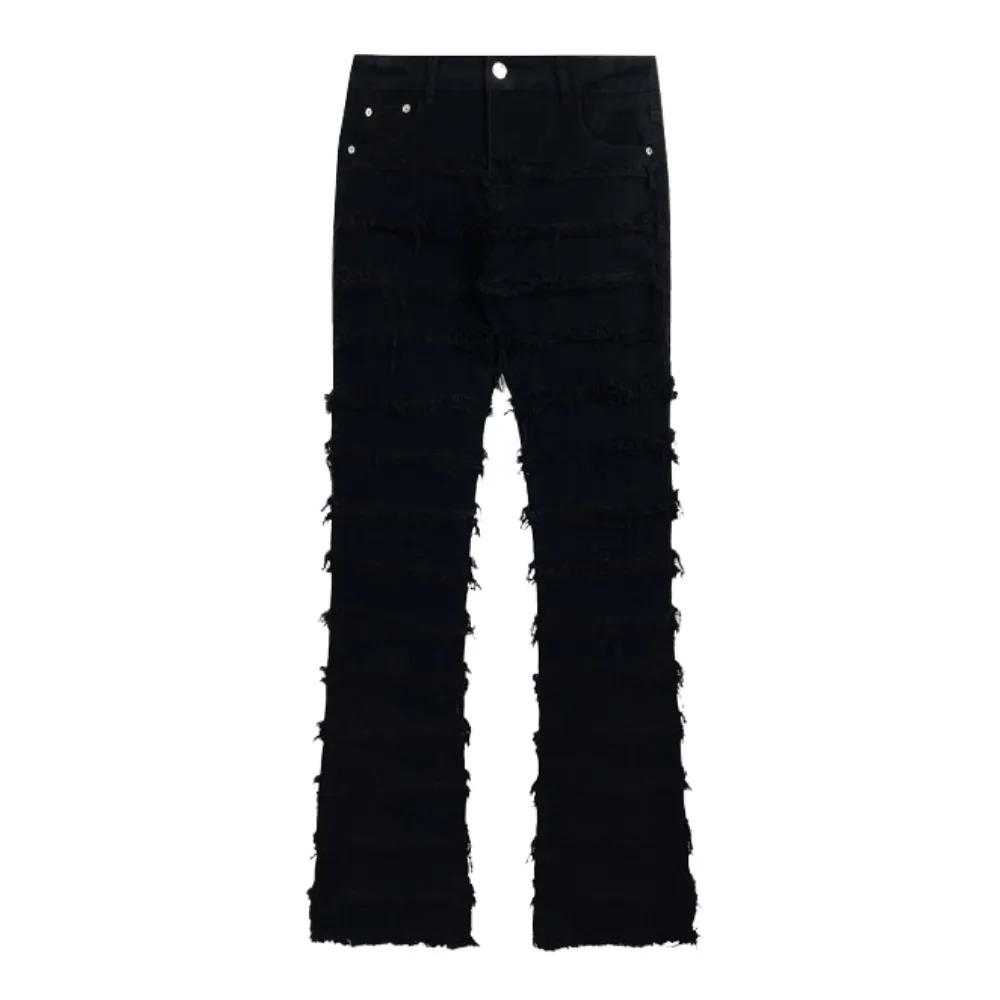 PM | High Street Solid Color Raw Edge Slim Jeans