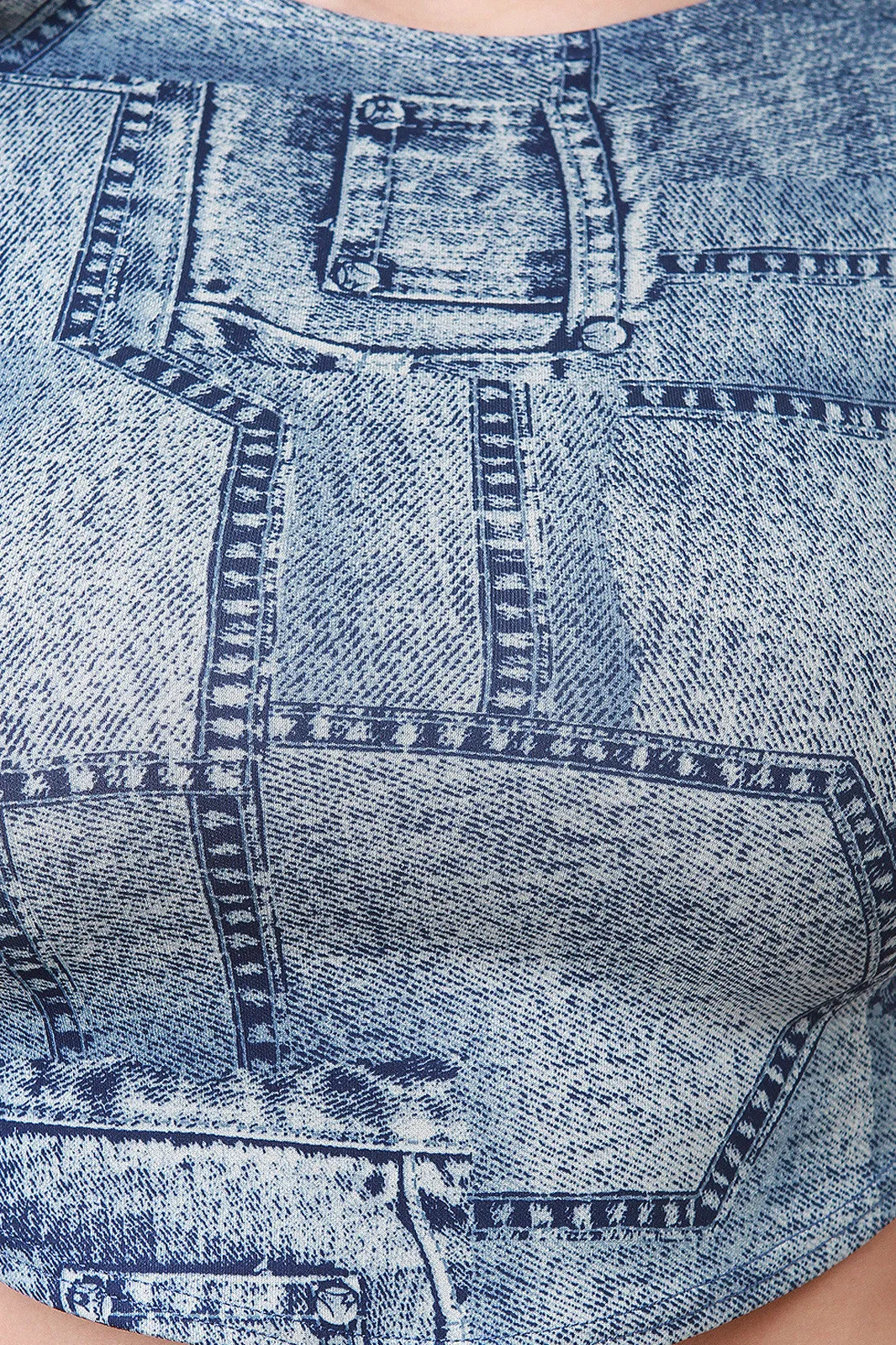 Pockets Print Round Crop Top