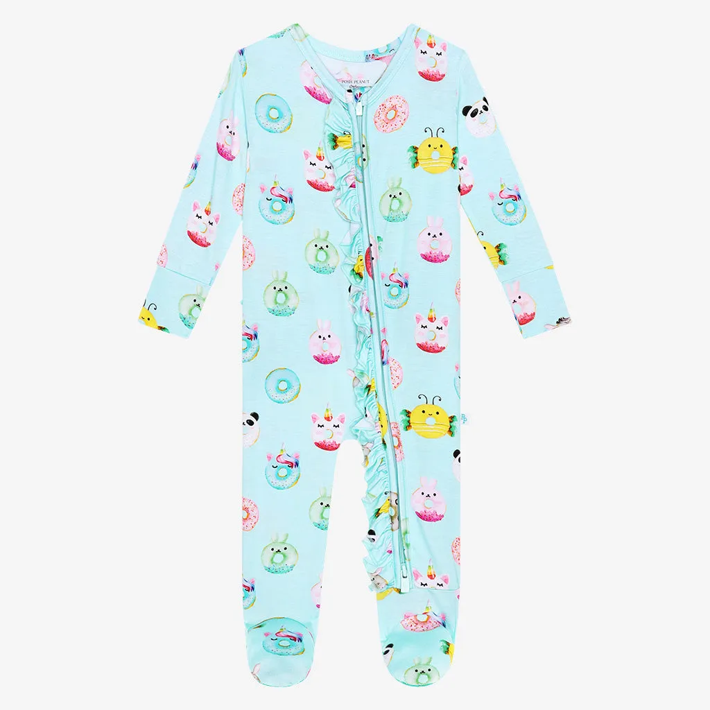 Posh Peanut Donuts Ruffled Zippered Footie