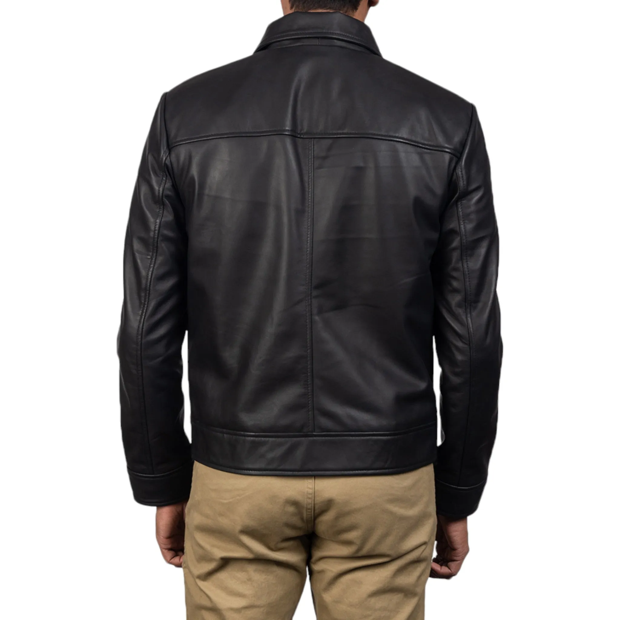 Premium Leather Jacket for Men with Harrington Collar