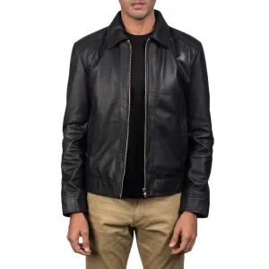 Premium Leather Jacket for Men with Harrington Collar