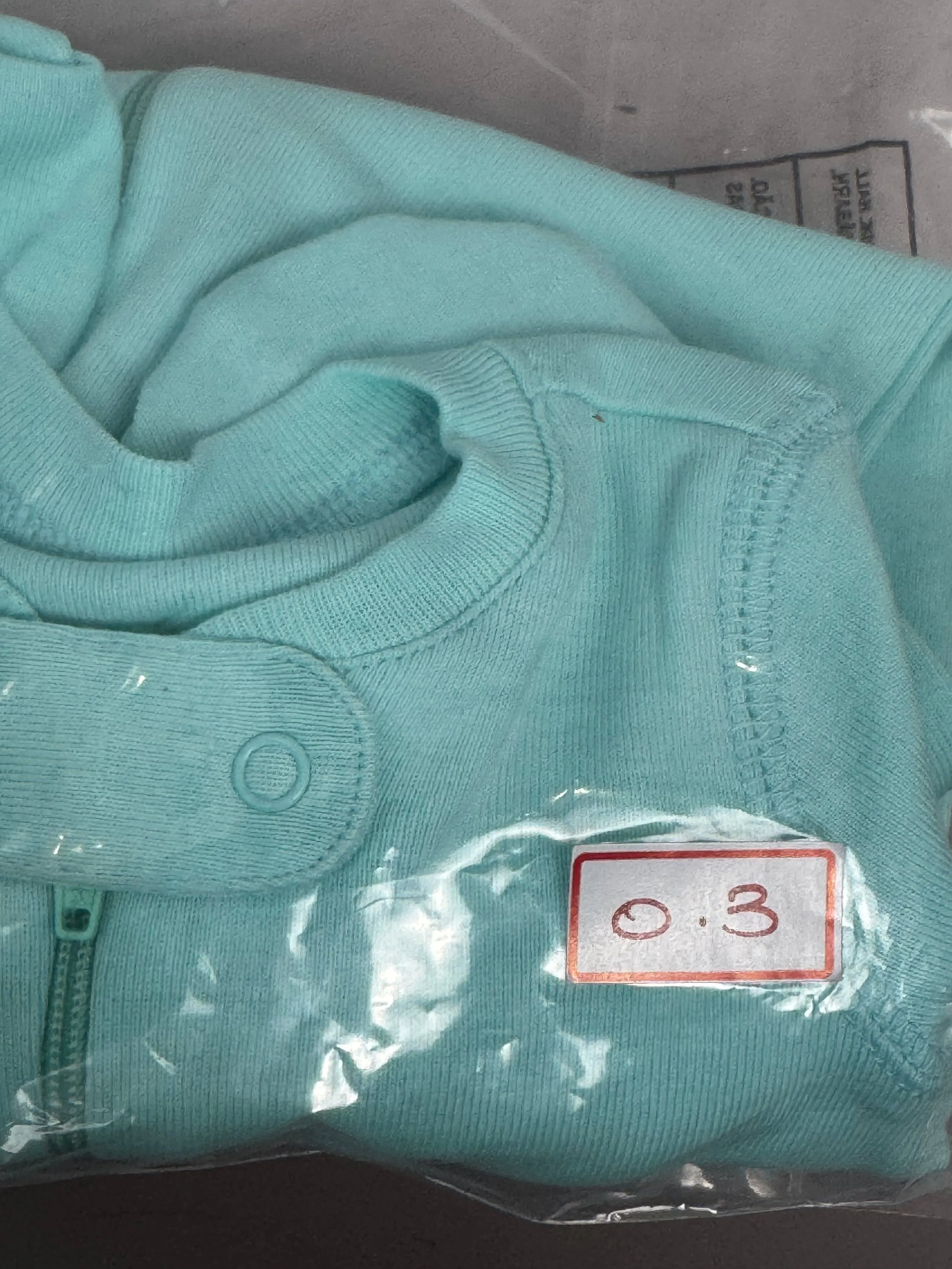 Primary Organic Sleepsuit - Plain dye Aqua (New) ages newborn to 18-24m