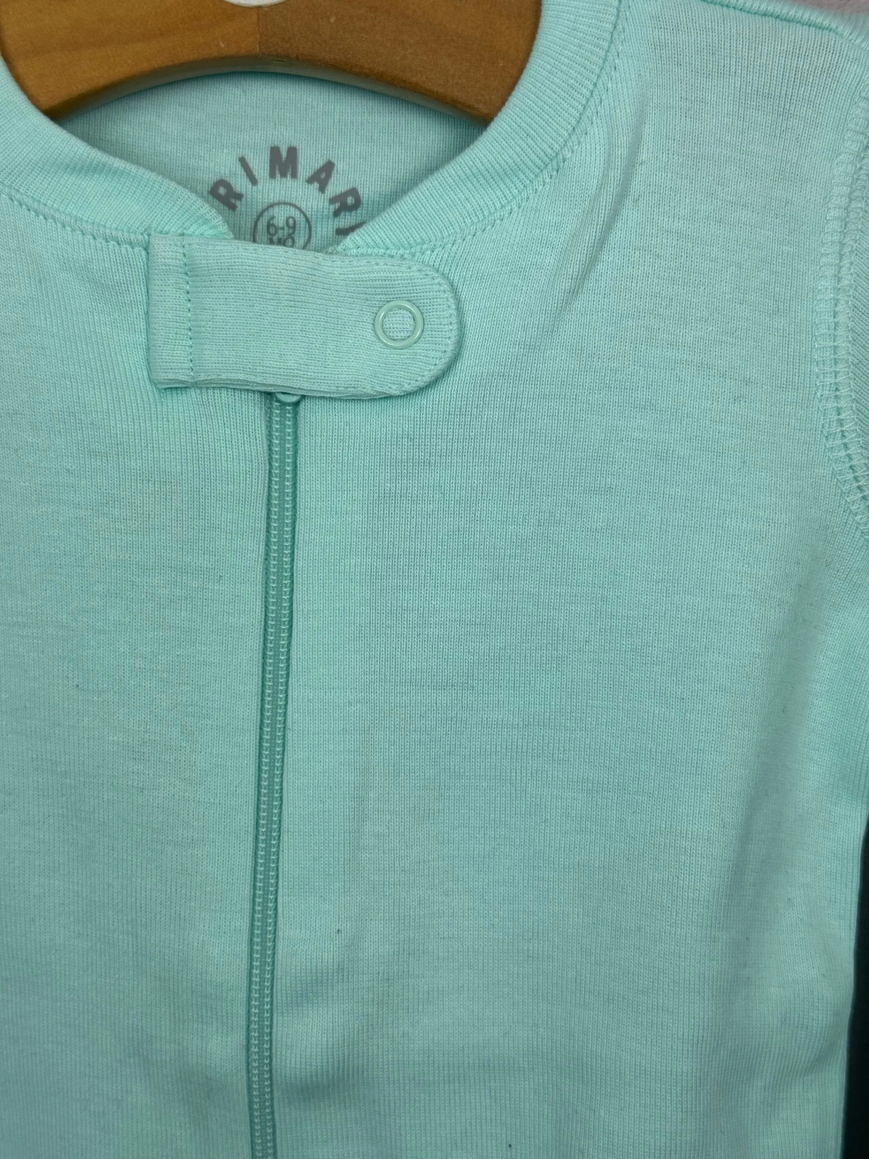Primary Organic Sleepsuit - Plain dye Aqua (New) ages newborn to 18-24m