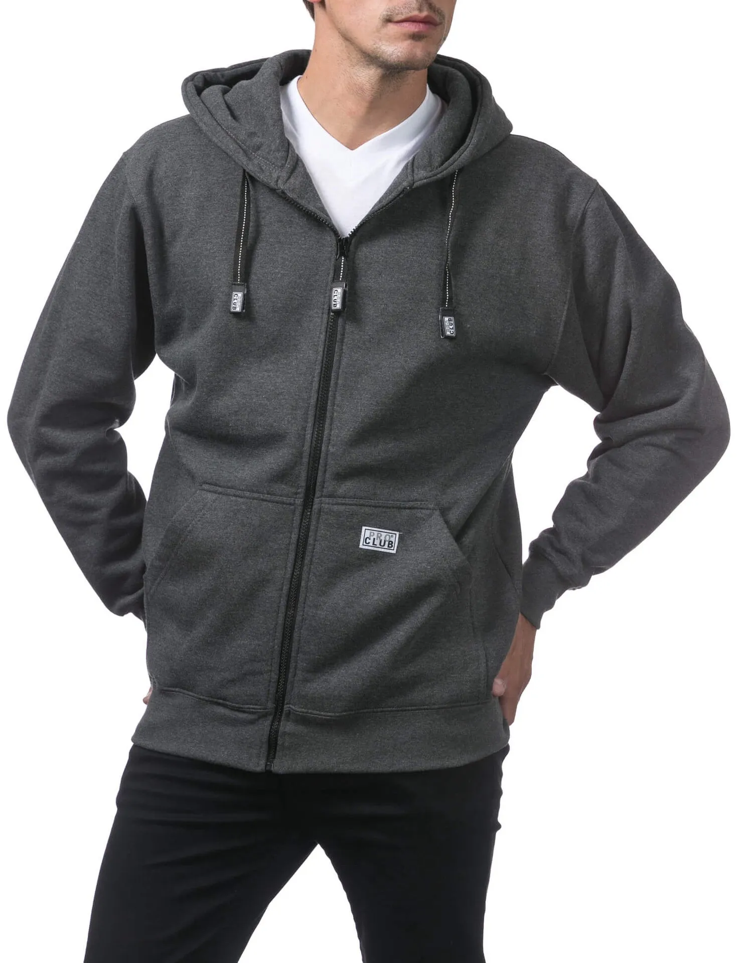 Pro Club Heavyweight Full Zip Fleece Hoodie - CHARCOAL