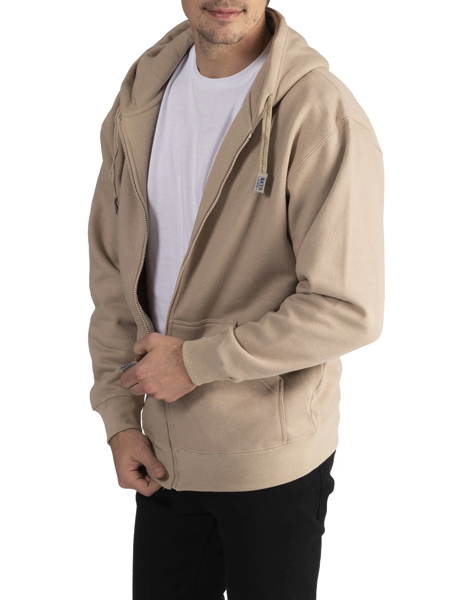 Pro Club Heavyweight Full Zip Fleece Hoodie - KHAKI