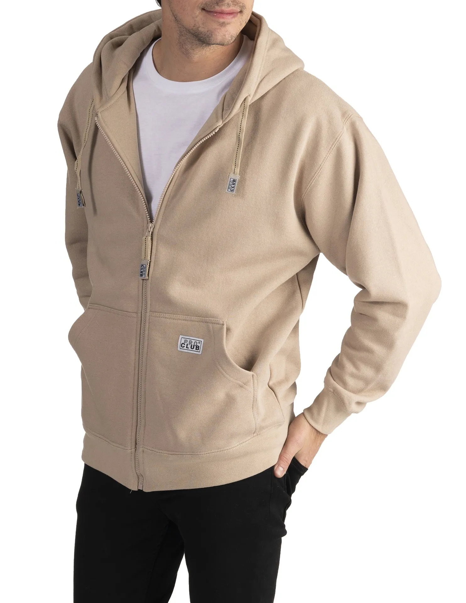 Pro Club Heavyweight Full Zip Fleece Hoodie - KHAKI