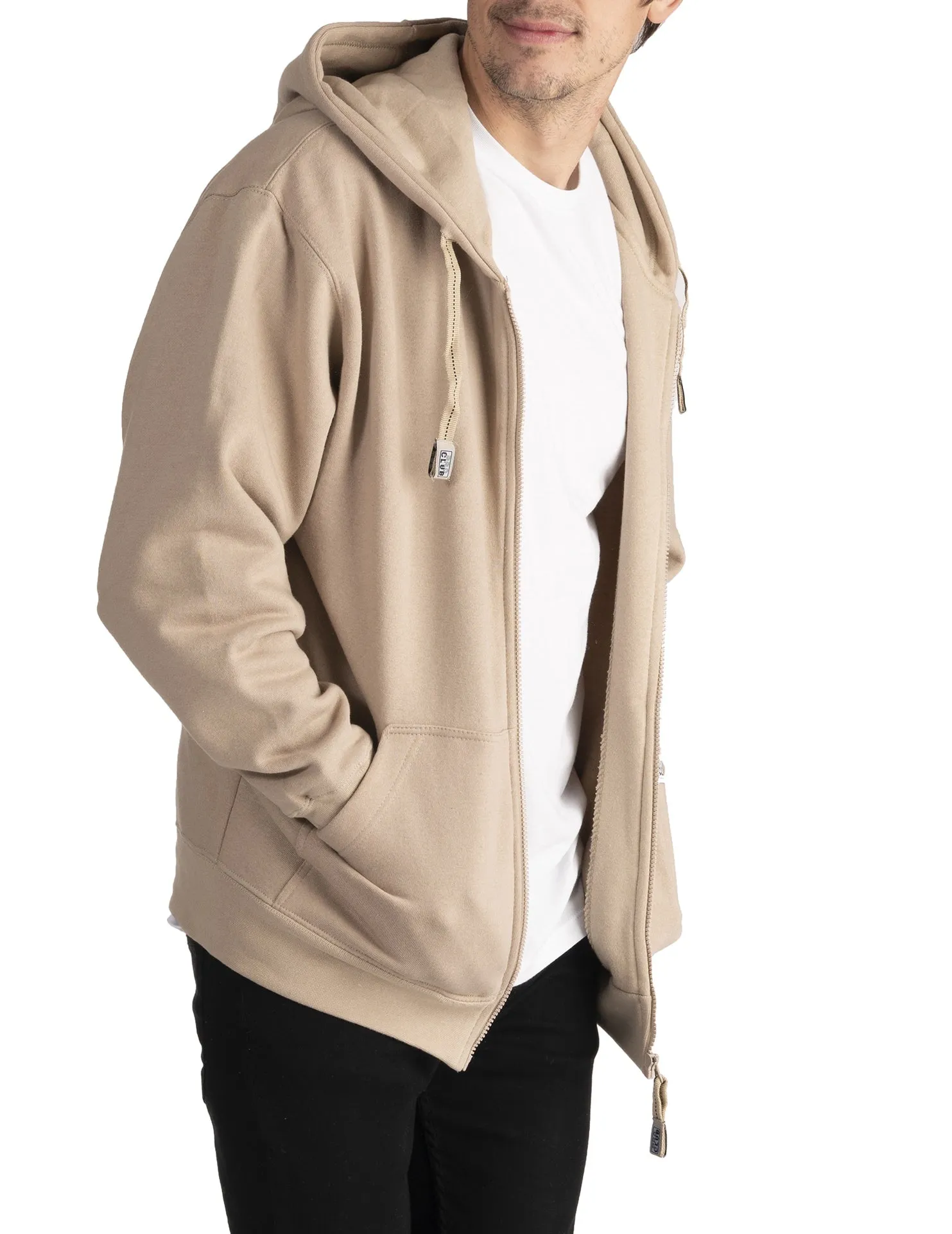 Pro Club Heavyweight Full Zip Fleece Hoodie - KHAKI