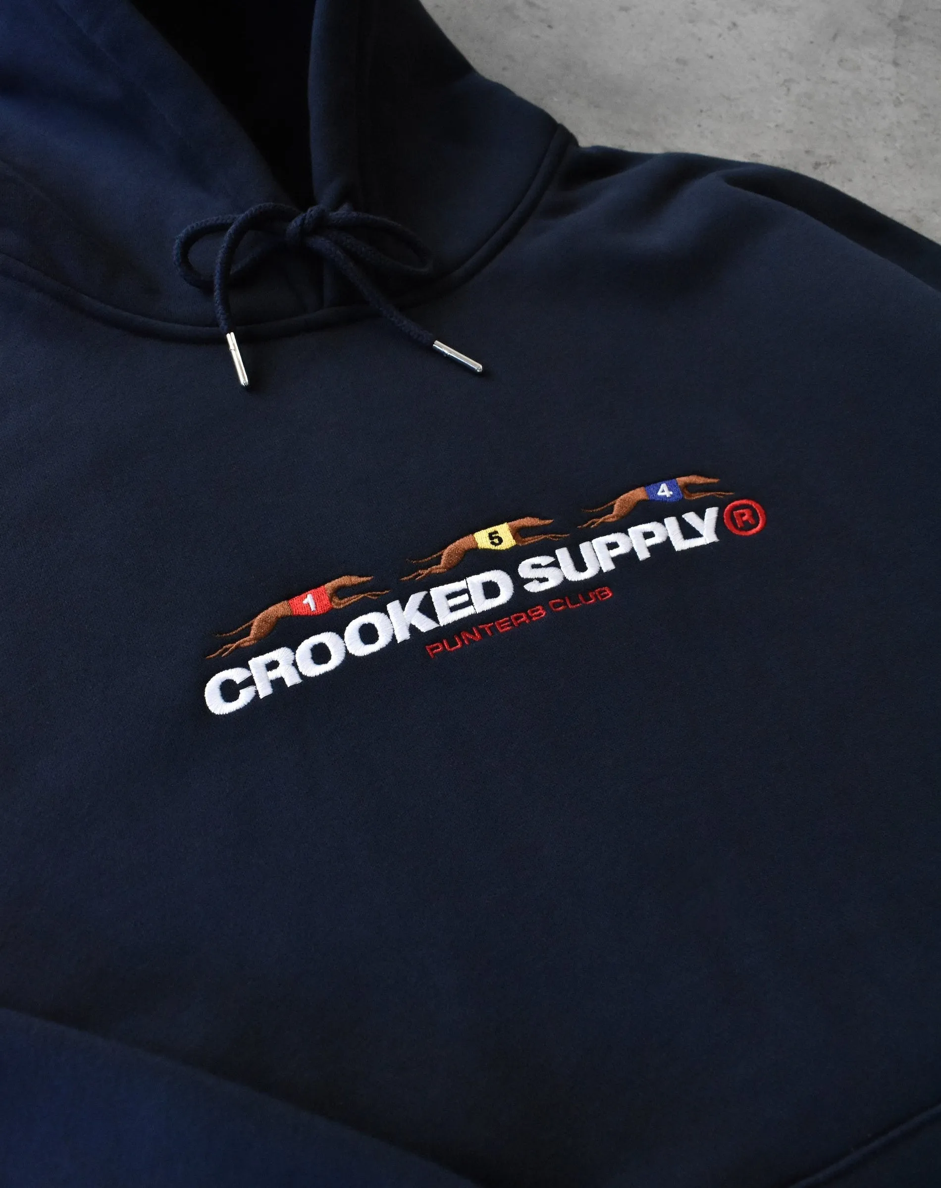 Punters Club Hoodie - Navy Blue (Embroidered Logo)