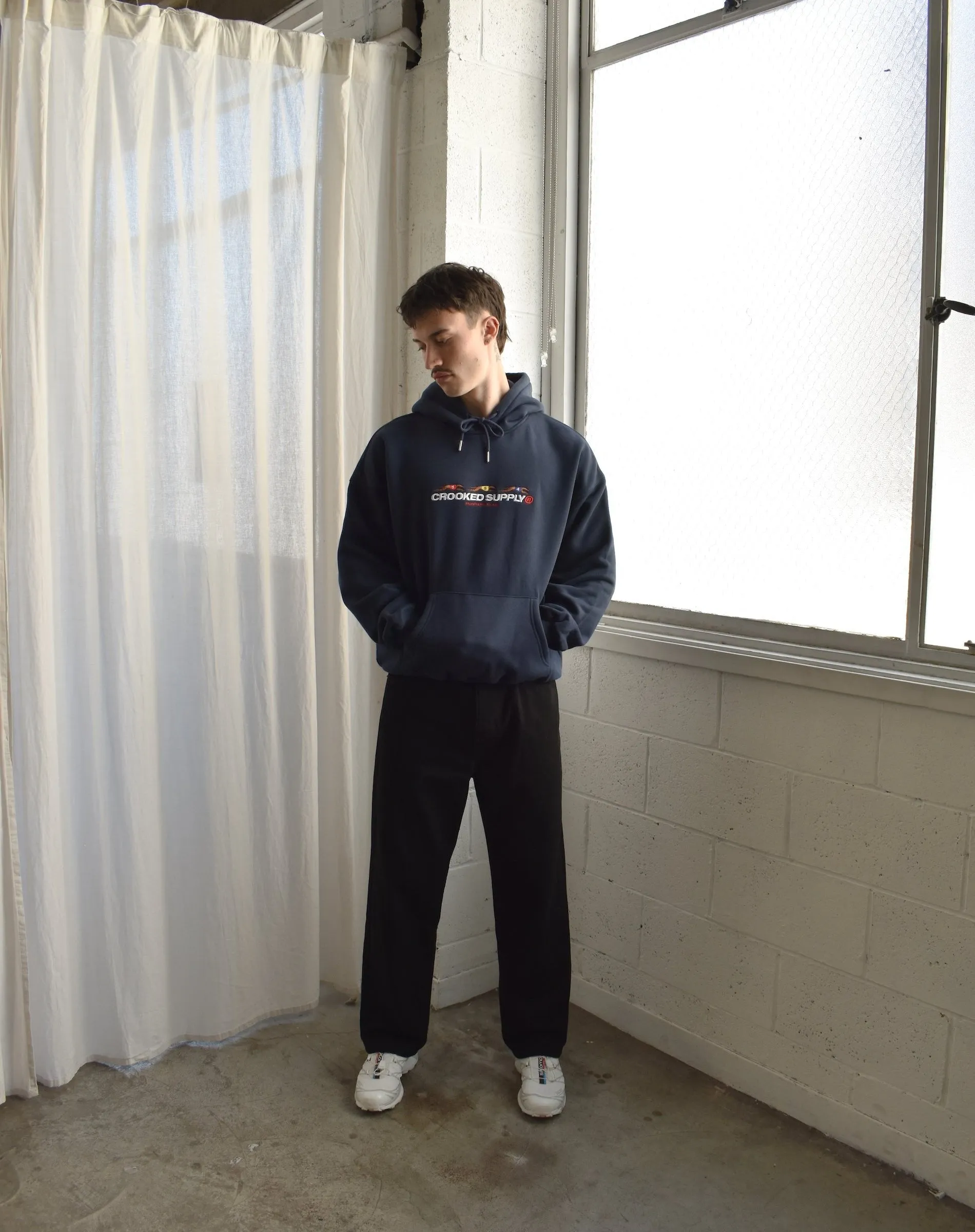 Punters Club Hoodie - Navy Blue (Embroidered Logo)