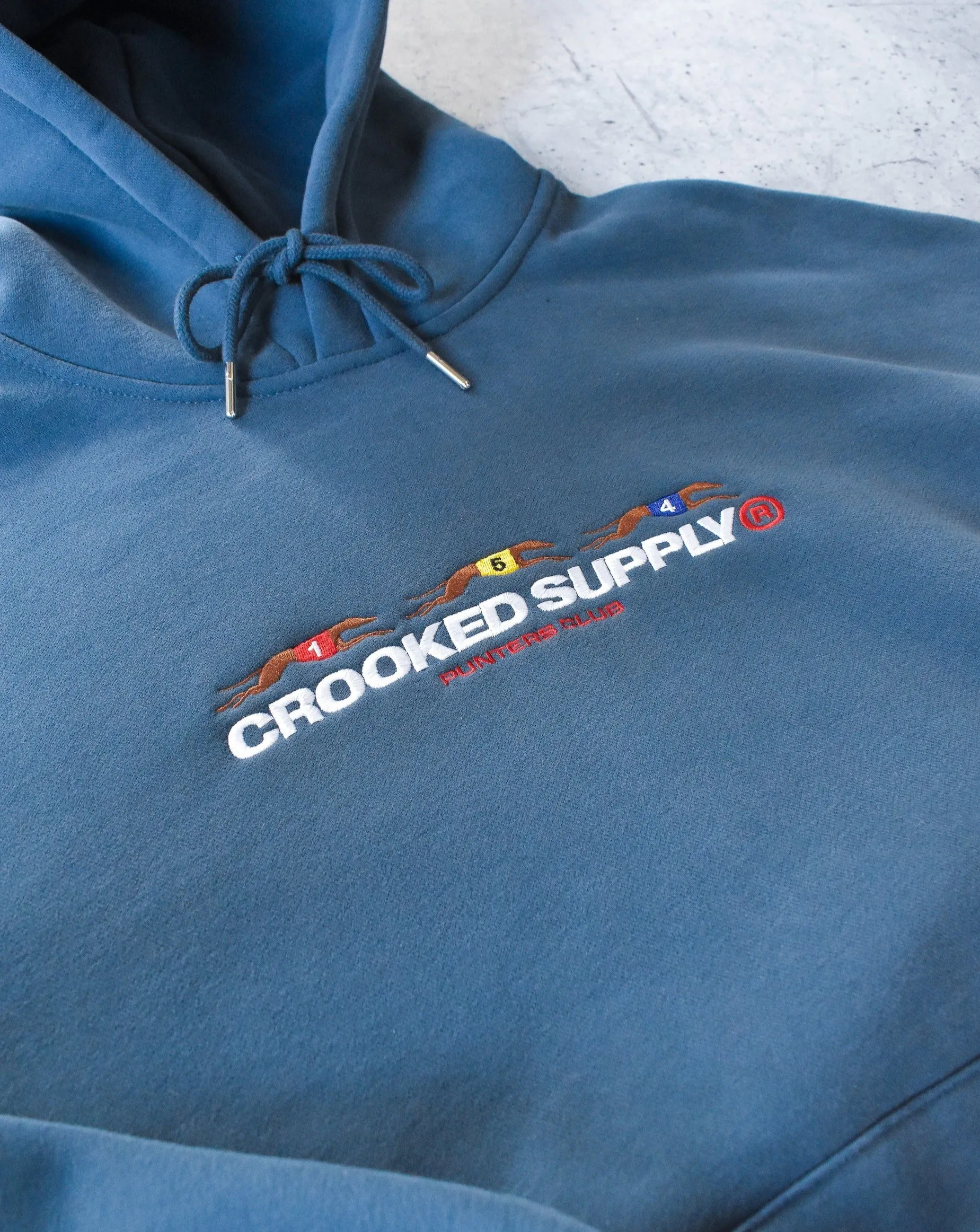 Punters Club Hoodie - Slate Blue (Embroidered Logo)