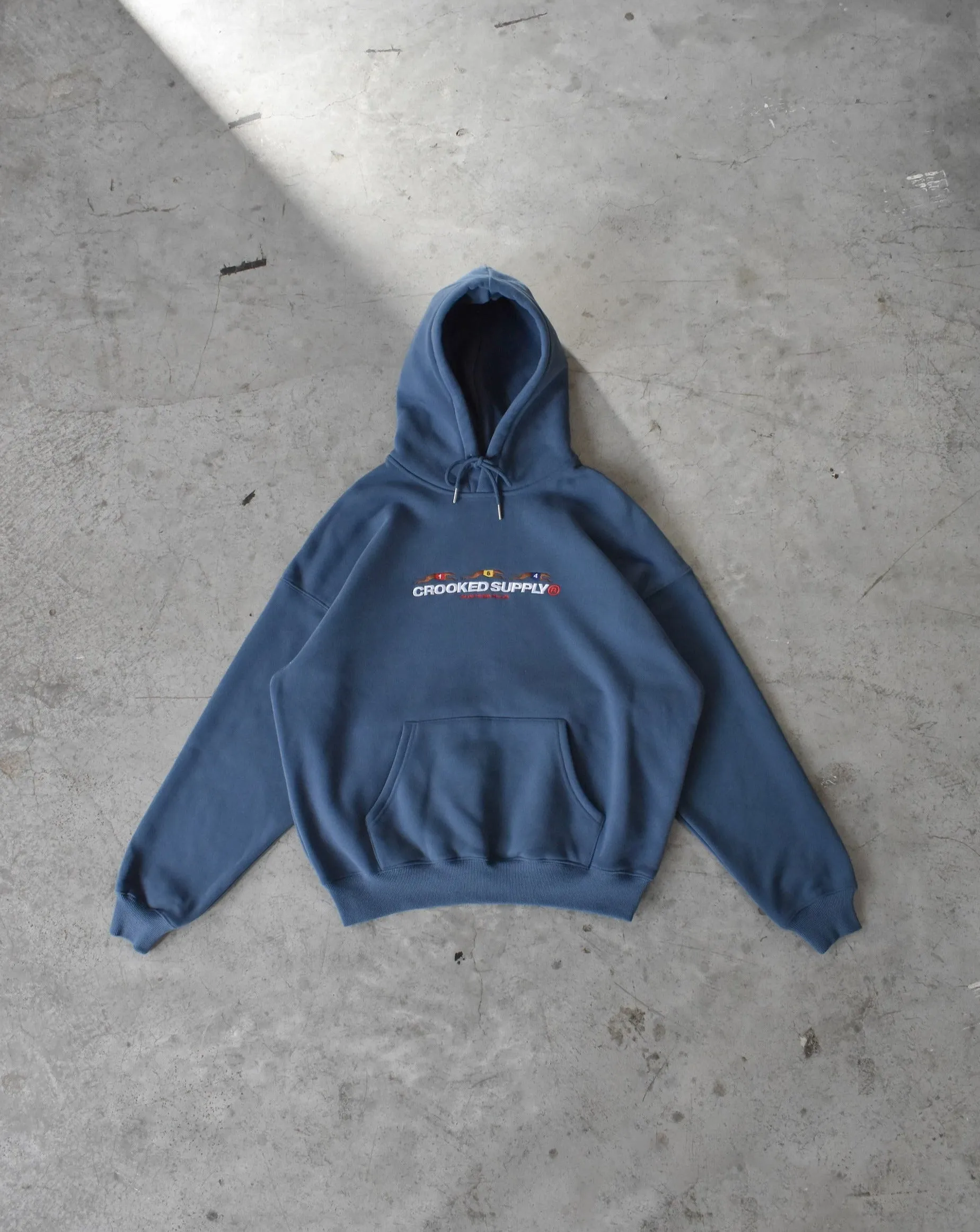 Punters Club Hoodie - Slate Blue (Embroidered Logo)