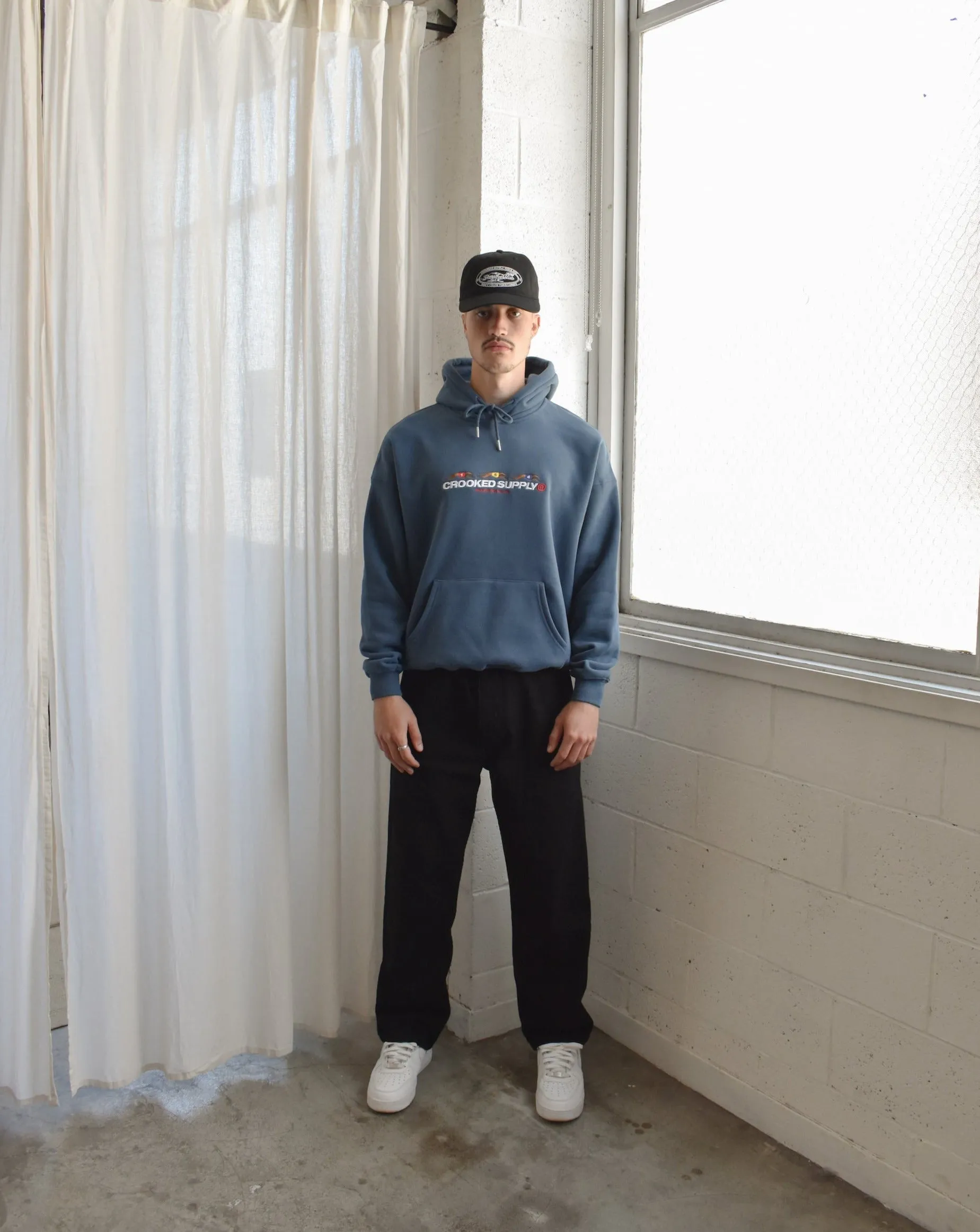 Punters Club Hoodie - Slate Blue (Embroidered Logo)