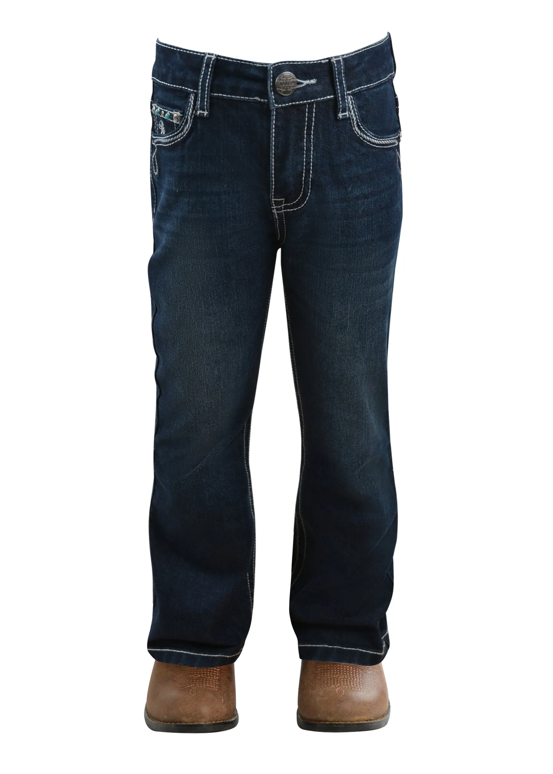 Pure Western Girls (Kids) Rhian Boot Cut Jean - Darkest Night