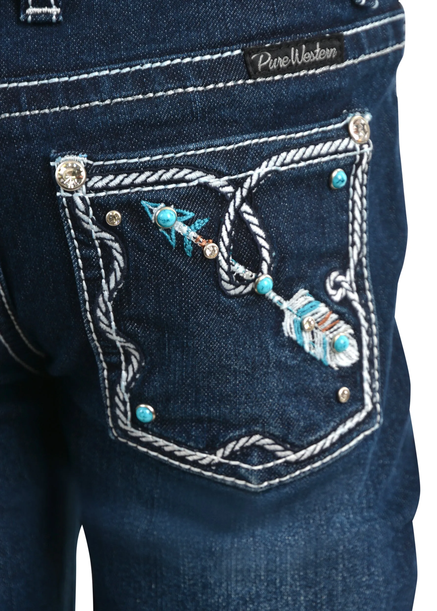 Pure Western Girls (Kids) Rhian Boot Cut Jean - Darkest Night