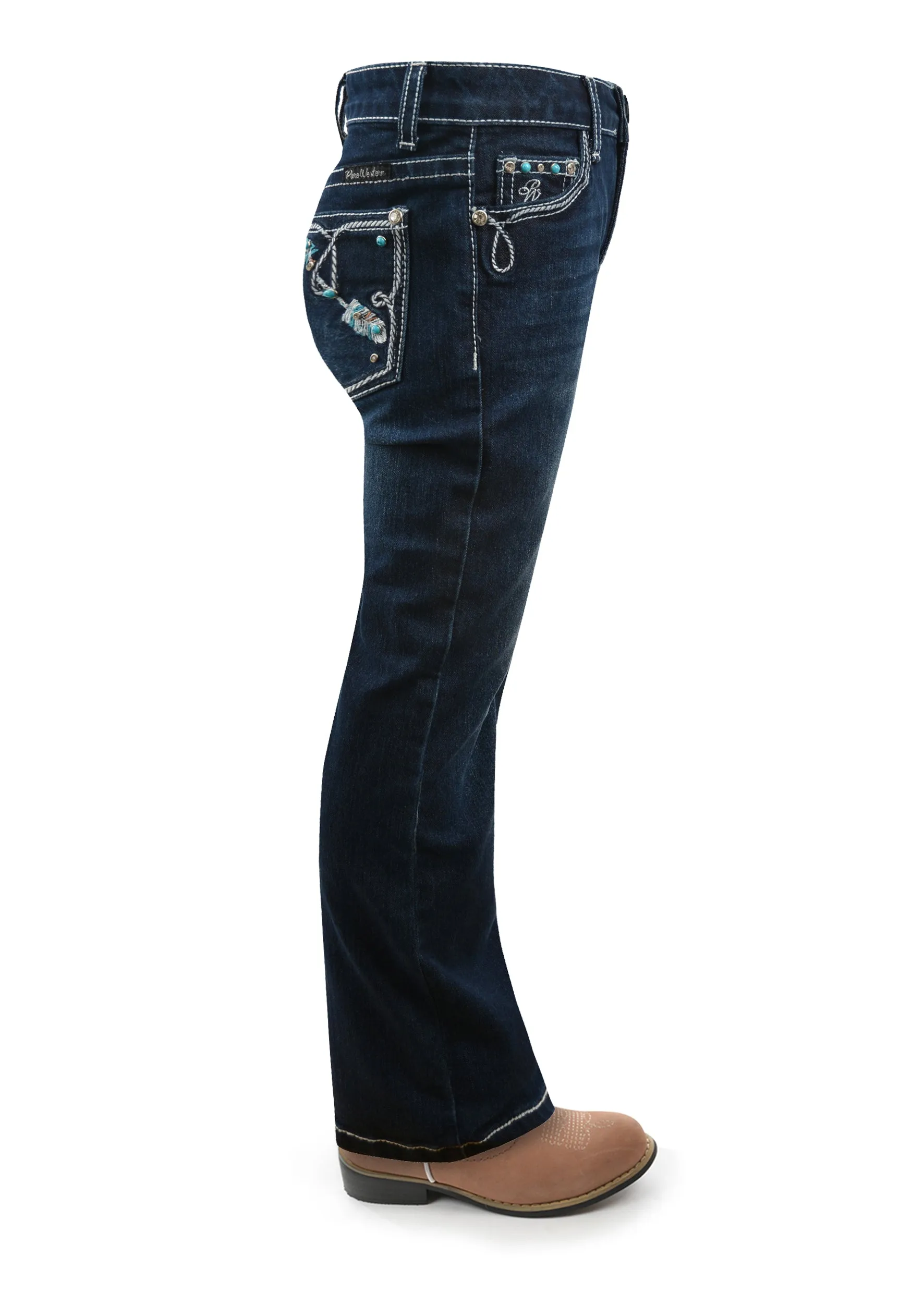 Pure Western Girls (Kids) Rhian Boot Cut Jean - Darkest Night