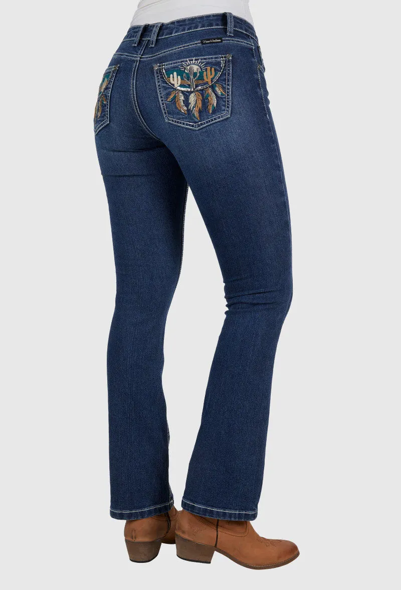 PURE WESTERN WOMENS ALBA BOOT CUT JEAN (INDIGO) 32"LEG