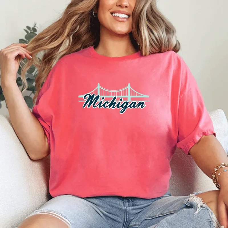 "Mackinac Bridge" Relaxed Fit Crew Unisex T-Shirt