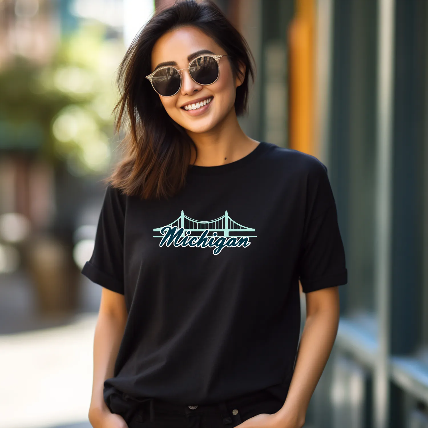 "Mackinac Bridge" Relaxed Fit Crew Unisex T-Shirt