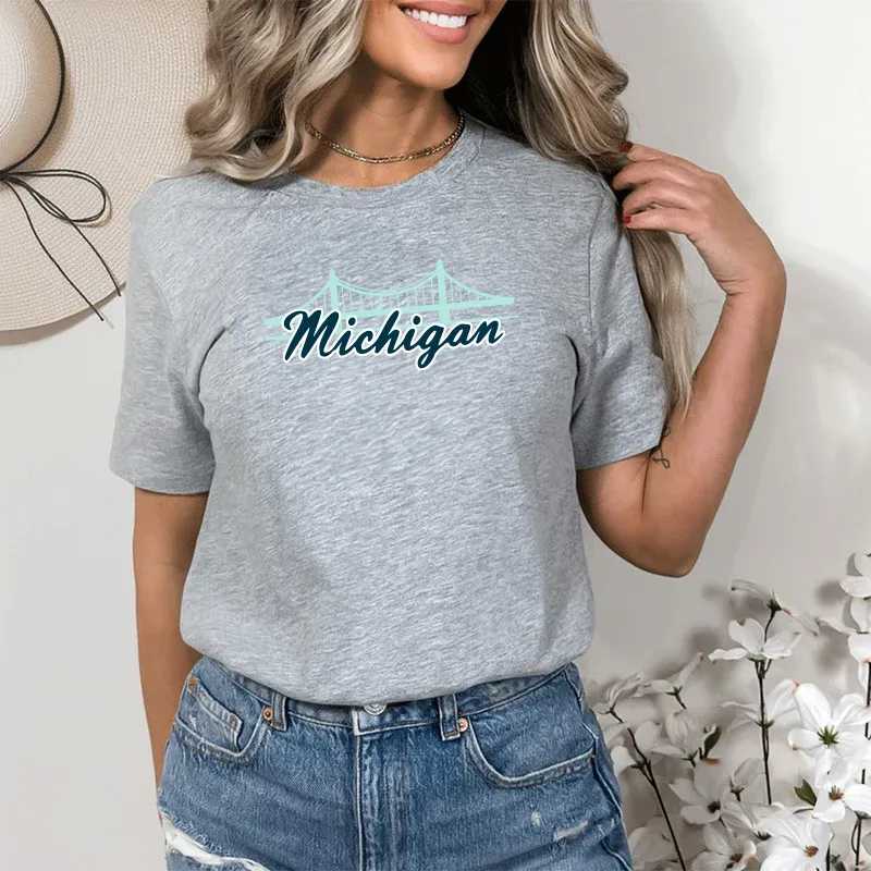 "Mackinac Bridge" Relaxed Fit Crew Unisex T-Shirt