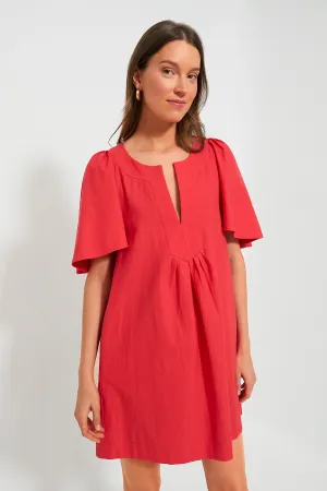 Red Finley Flutter Sleeve Dress