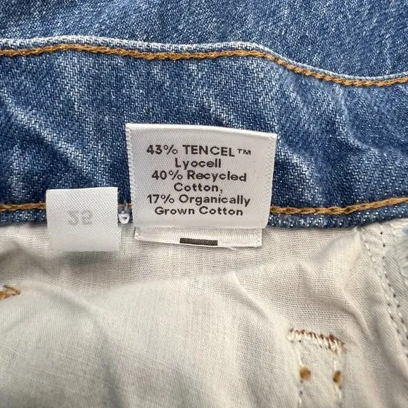 Reformation 25 Women's Cynthia High Rise Blue Distressed Button Fly Jeans