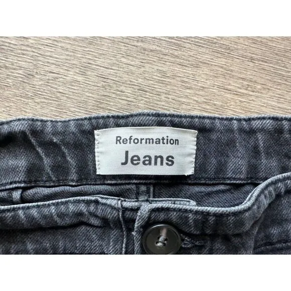 Reformation Jeans Black Elsie High Rise Straight Slim Mojave Fade Wash Sz 30