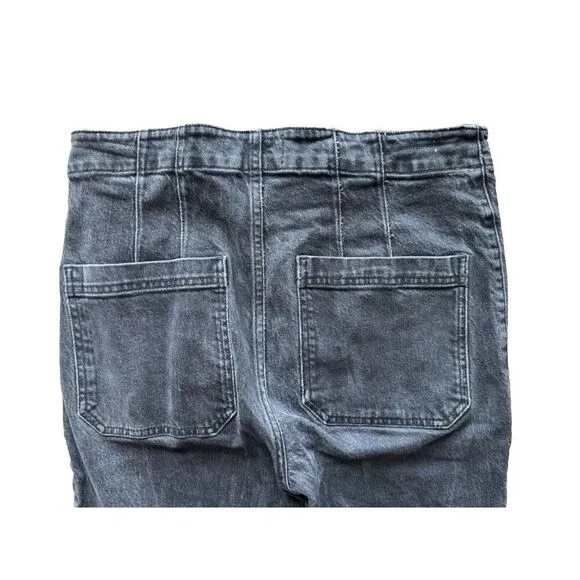 Reformation Jeans Black Elsie High Rise Straight Slim Mojave Fade Wash Sz 30