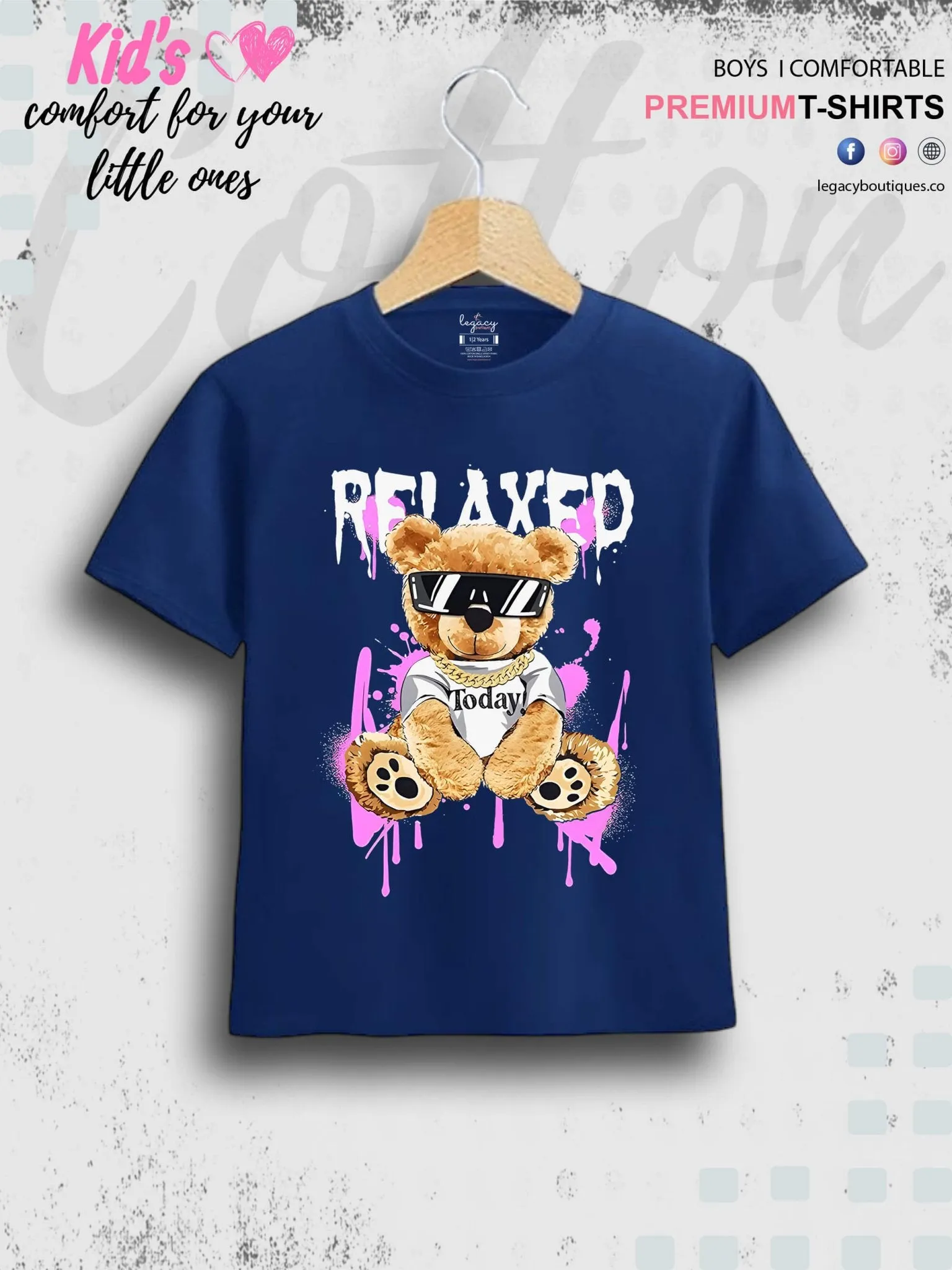 Relaxed Teddy Bear Printed 1 To 11 Year Baby Boys Summer Time T-Shirt In Lowest Price Only In BD