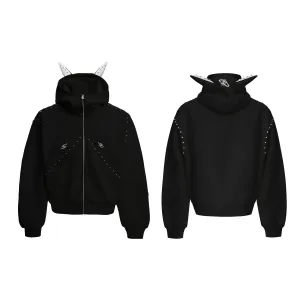 Rivet Hooded Sweatshirt Jacket