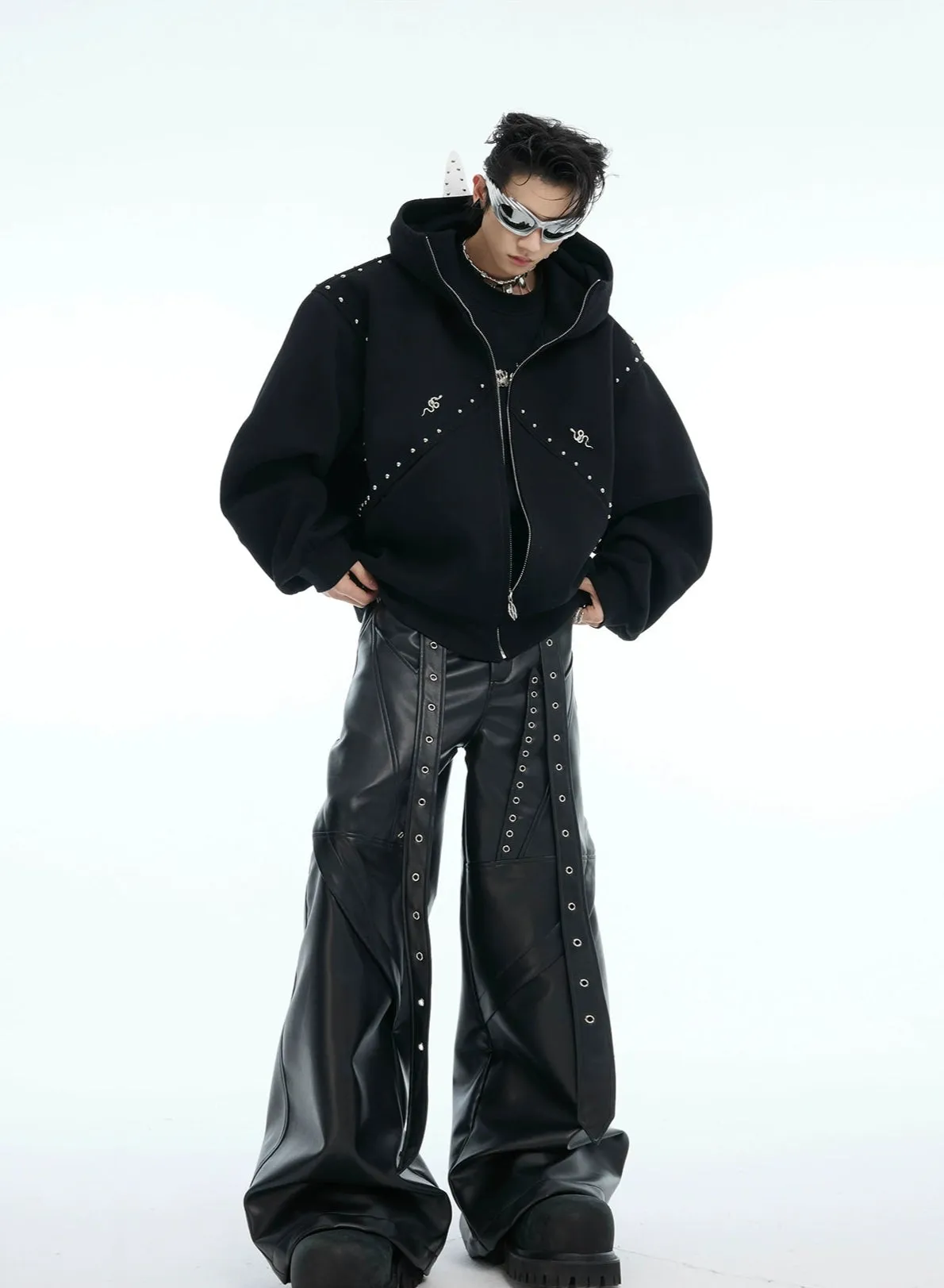 Rivet Hooded Sweatshirt Jacket