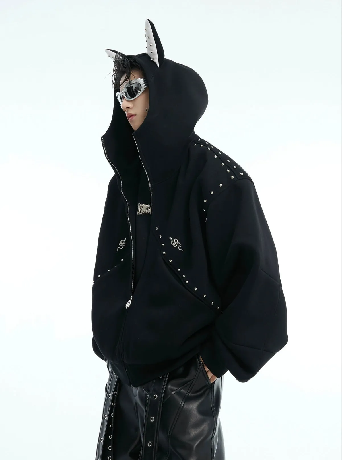 Rivet Hooded Sweatshirt Jacket