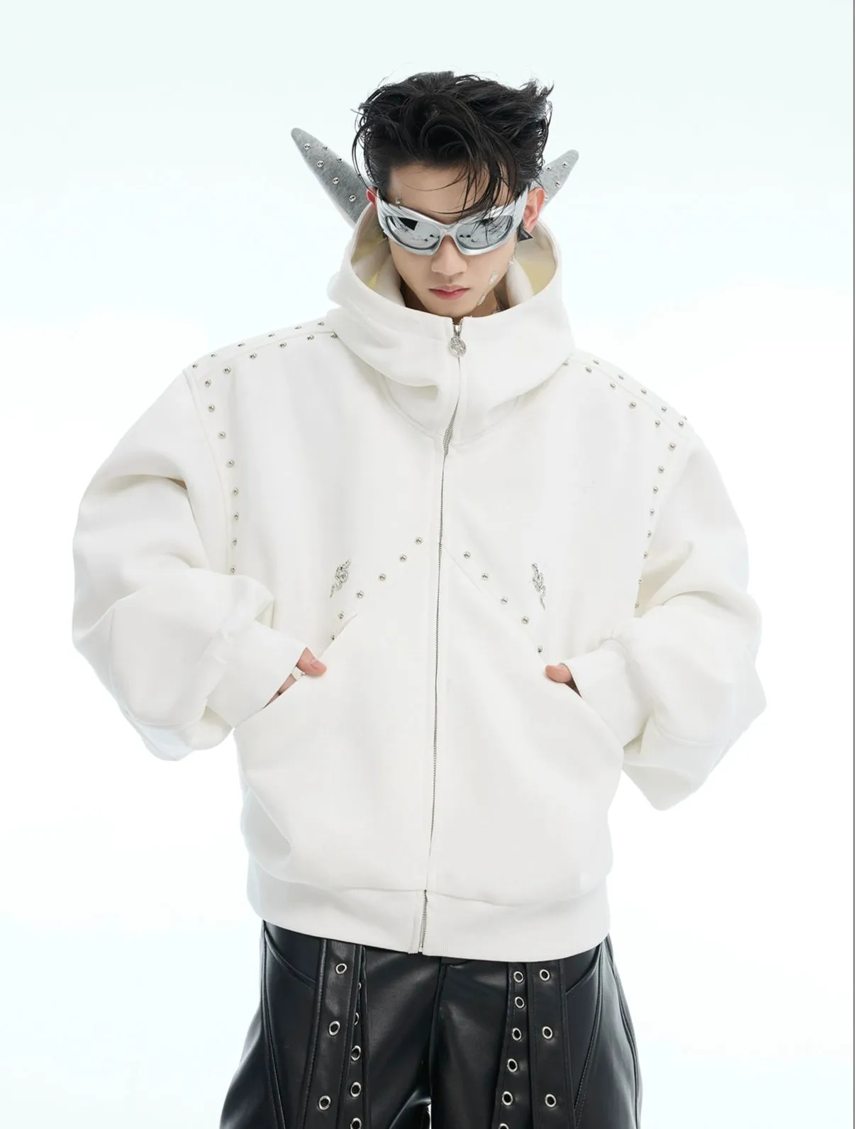 Rivet Hooded Sweatshirt Jacket