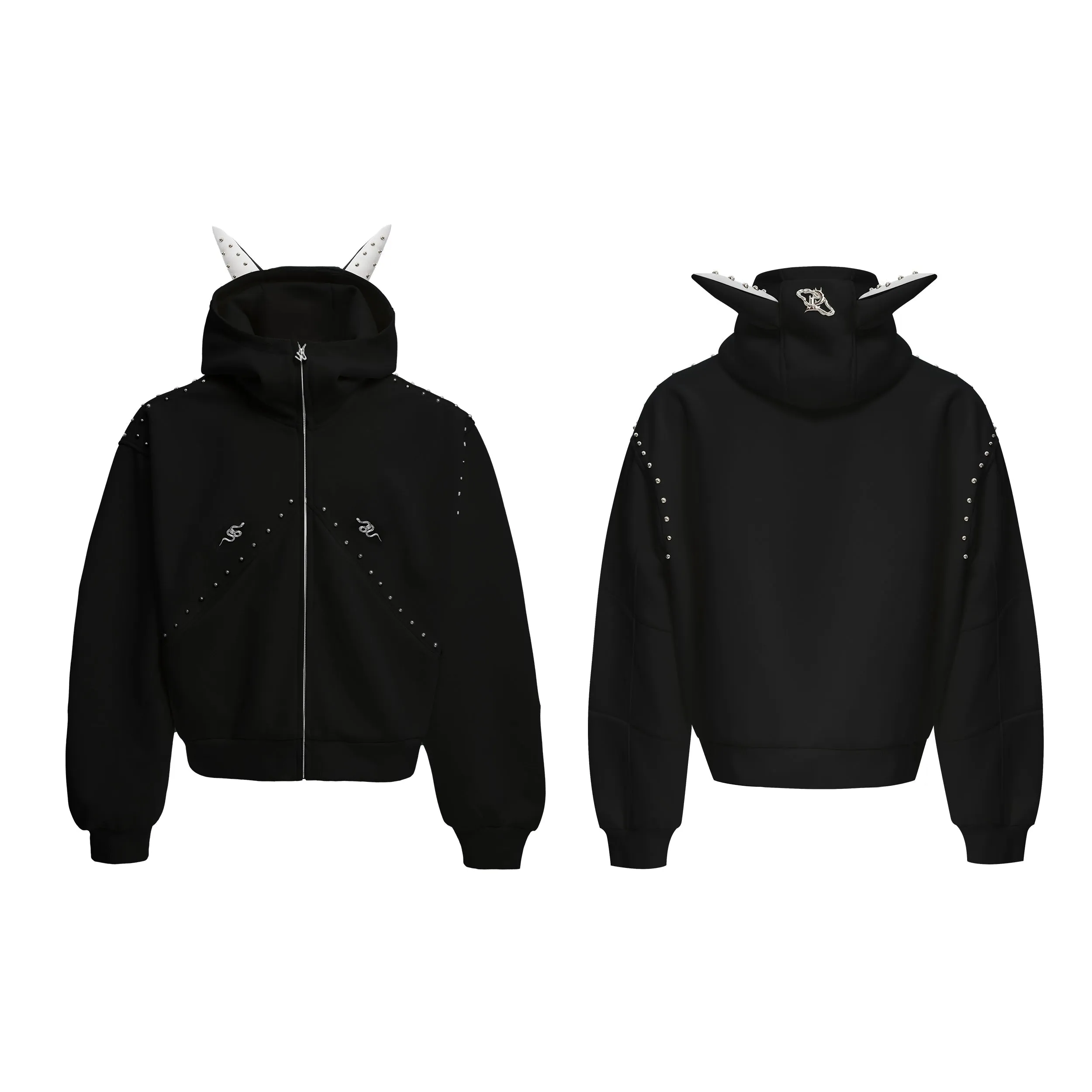 Rivet Hooded Sweatshirt Jacket