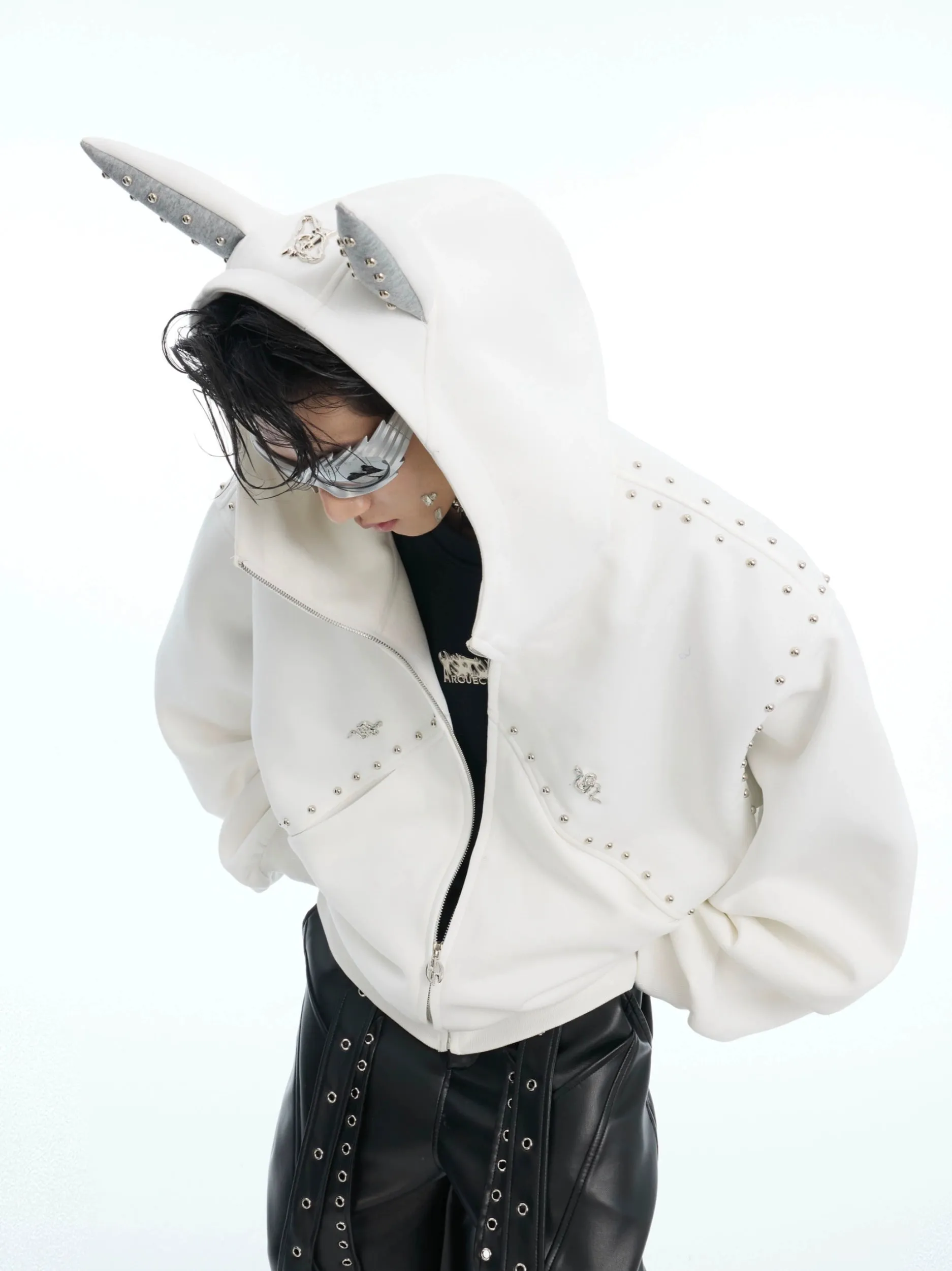 Rivet Hooded Sweatshirt Jacket