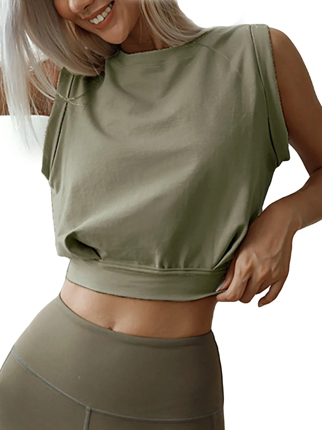 Round Neck Cropped Active Top