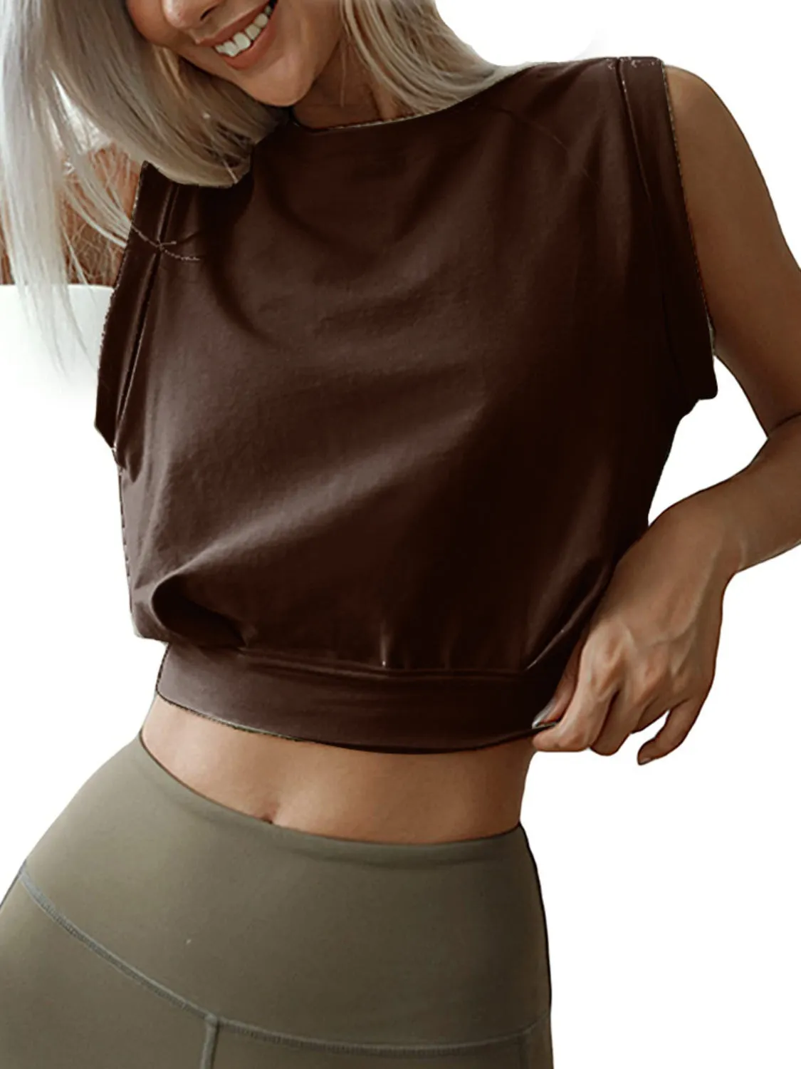 Round Neck Cropped Active Top