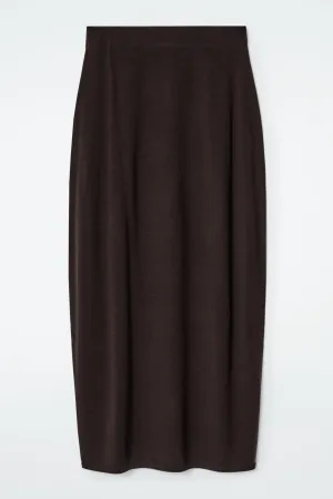 Rounded merino wool maxi skirt