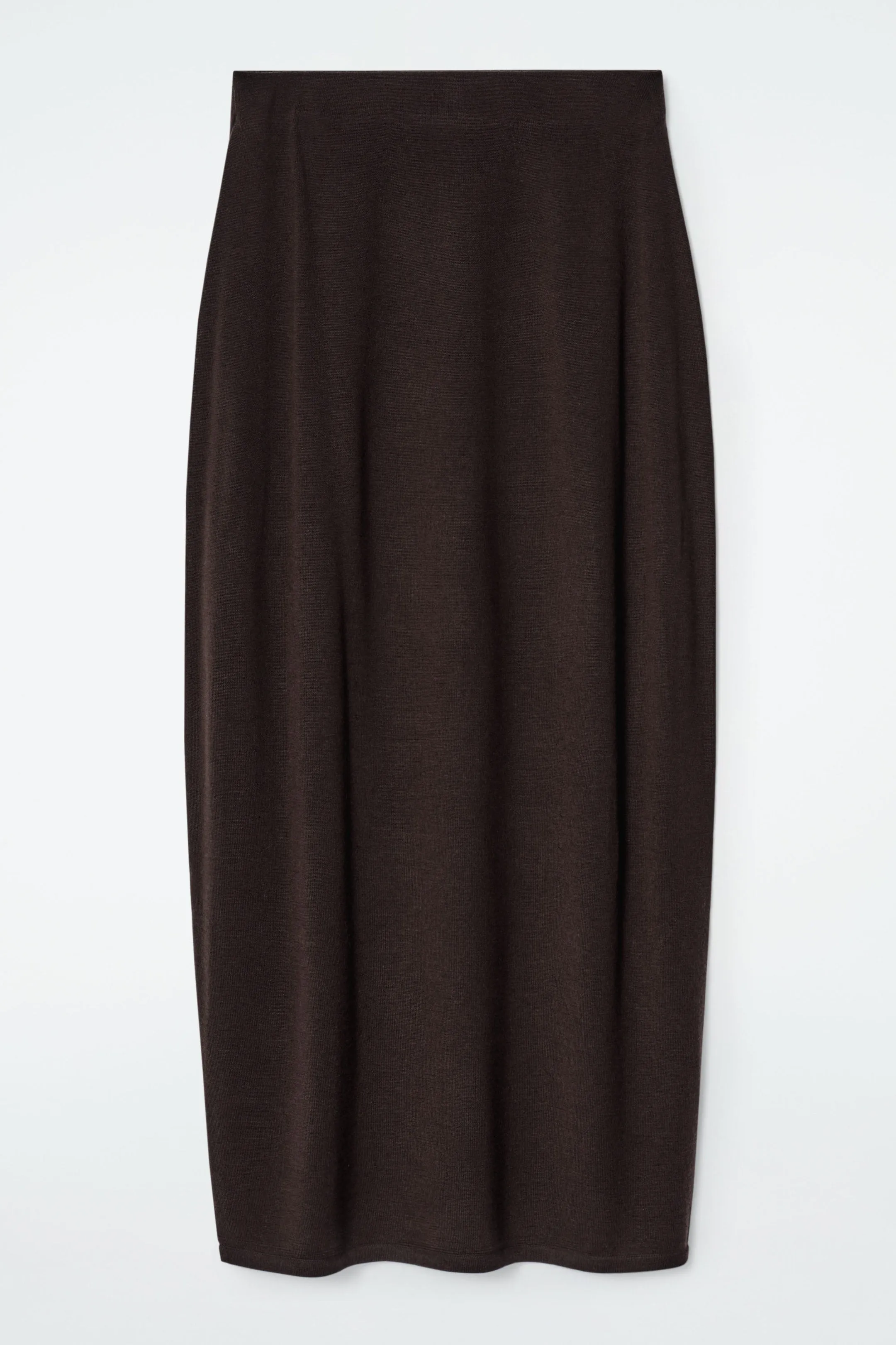 Rounded merino wool maxi skirt