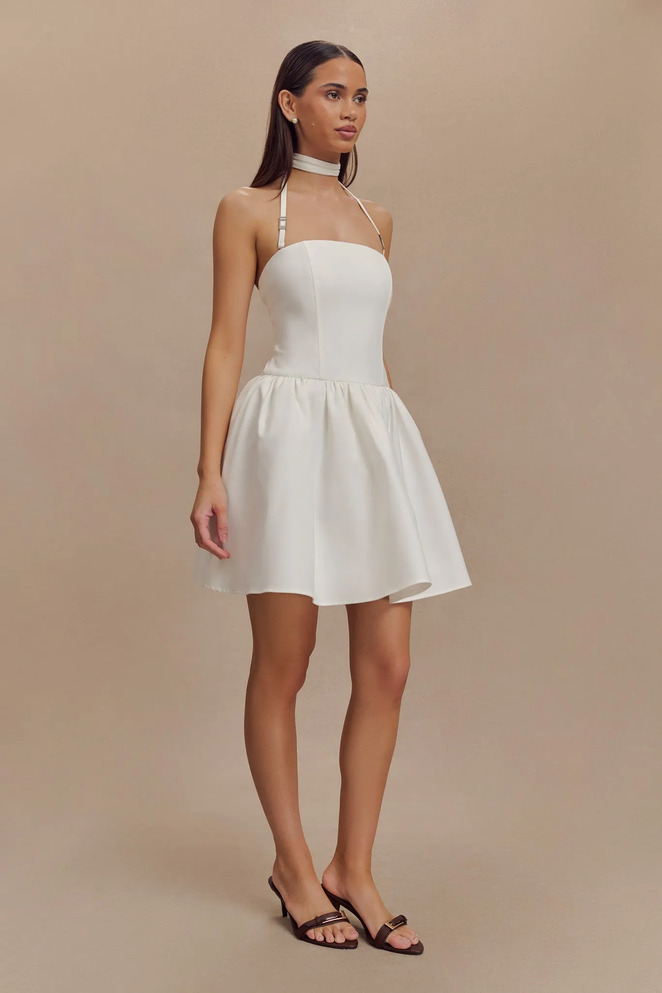 Ruby Halter Mini Dress - White