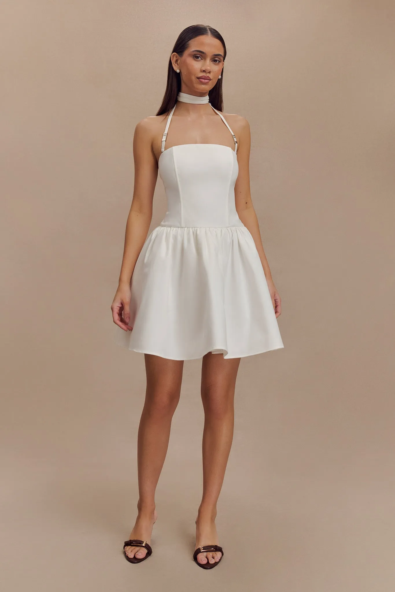 Ruby Halter Mini Dress - White