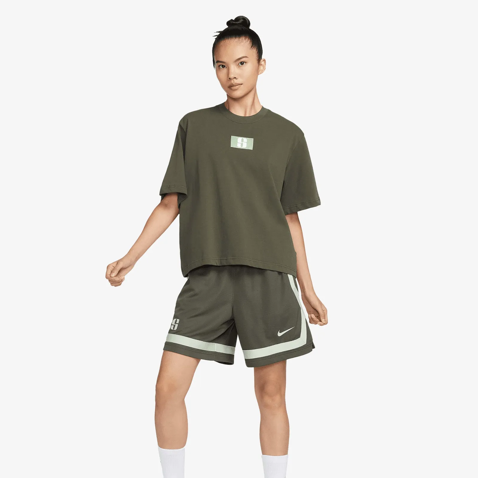 Sabrina Logo Boxy Women's T-Shirt - Khaki