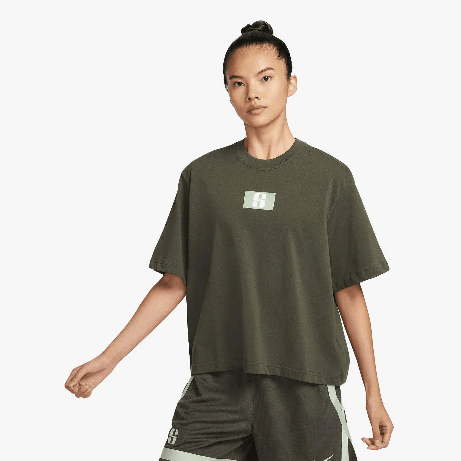Sabrina Logo Boxy Women's T-Shirt - Khaki