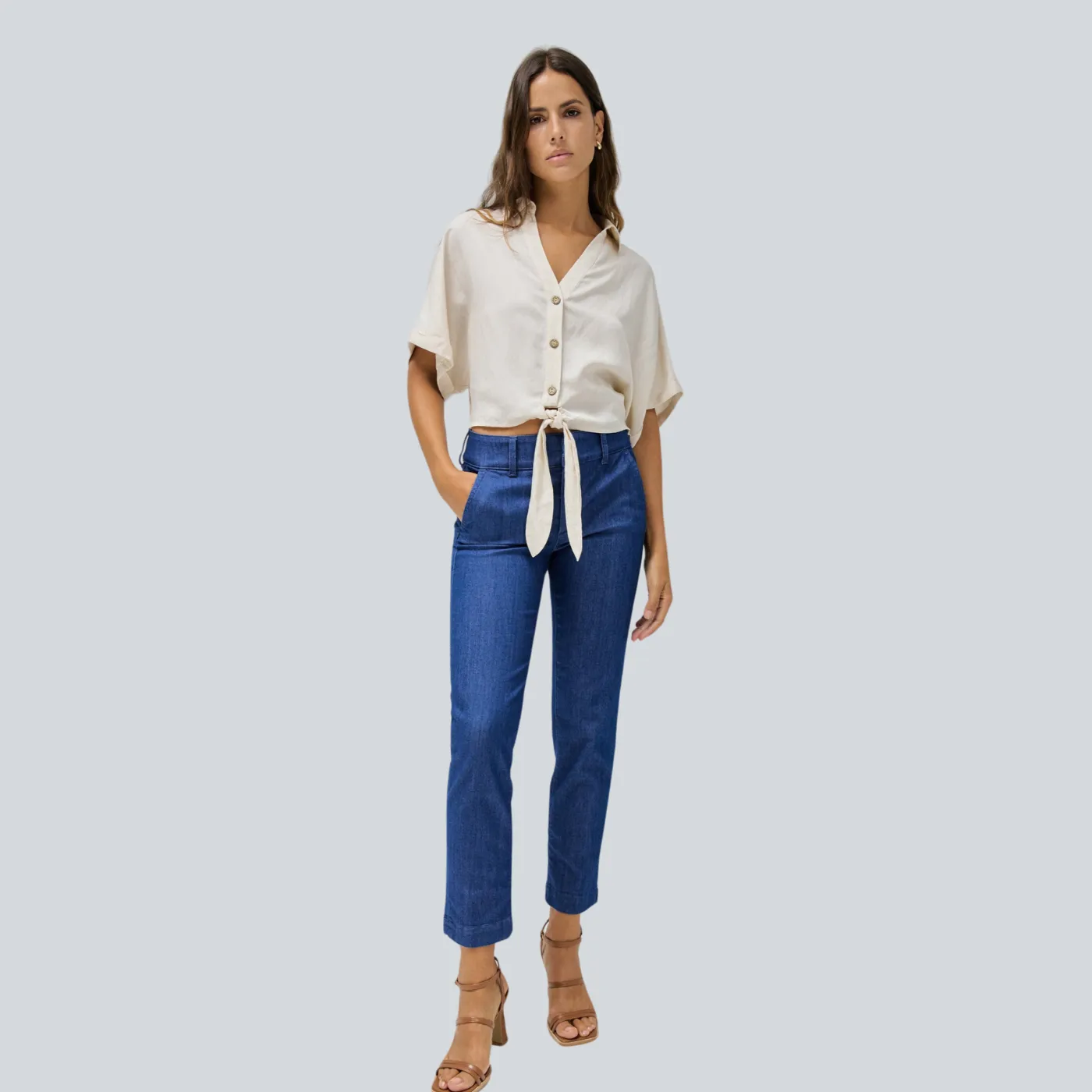 Salsa Secret Chino Push in Cropped Slim Jeans