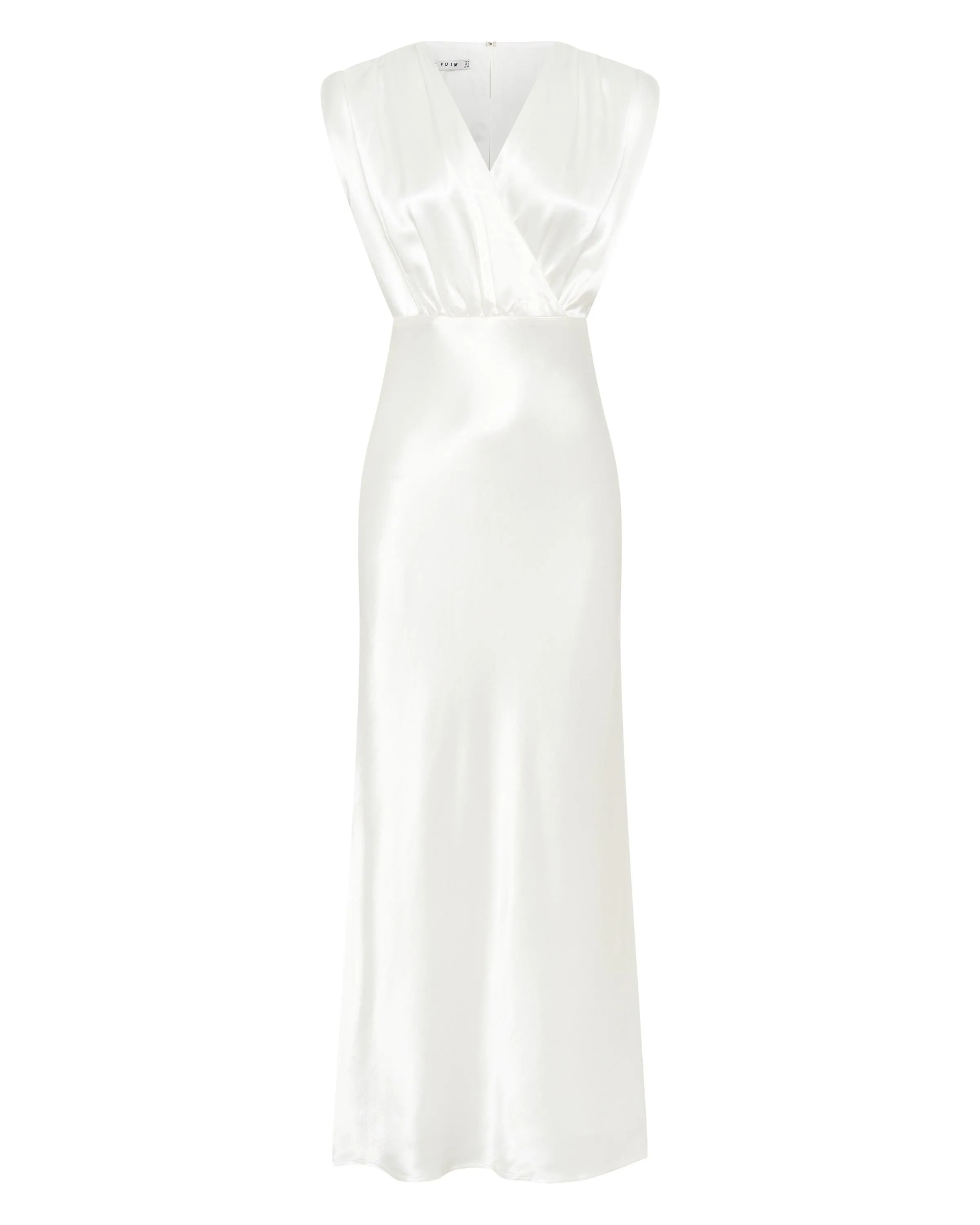 SATIN CROSS OVER GATHER DRESS | POWDER WHITE