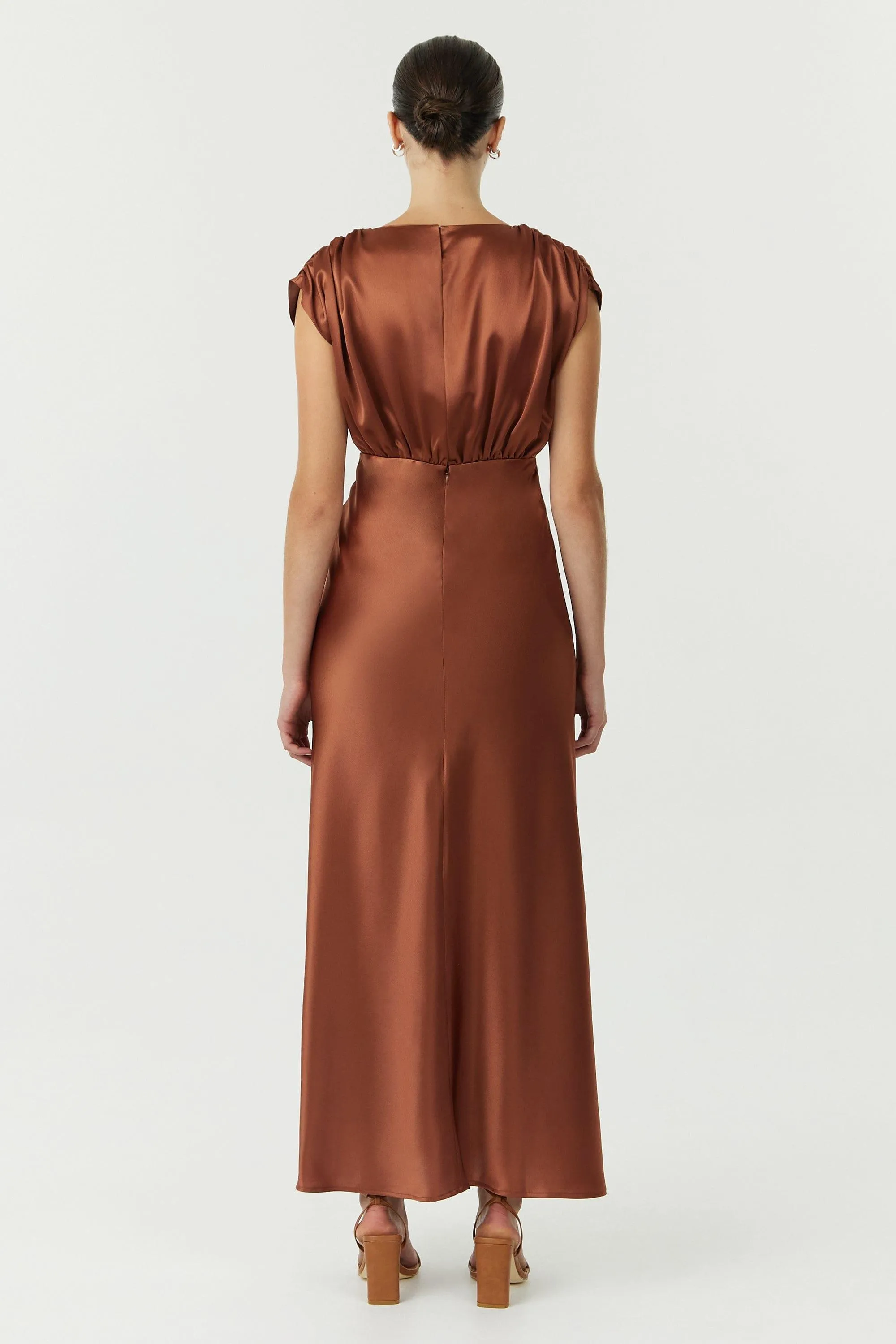 SATIN CROSS OVER GATHER DRESS | SPICE