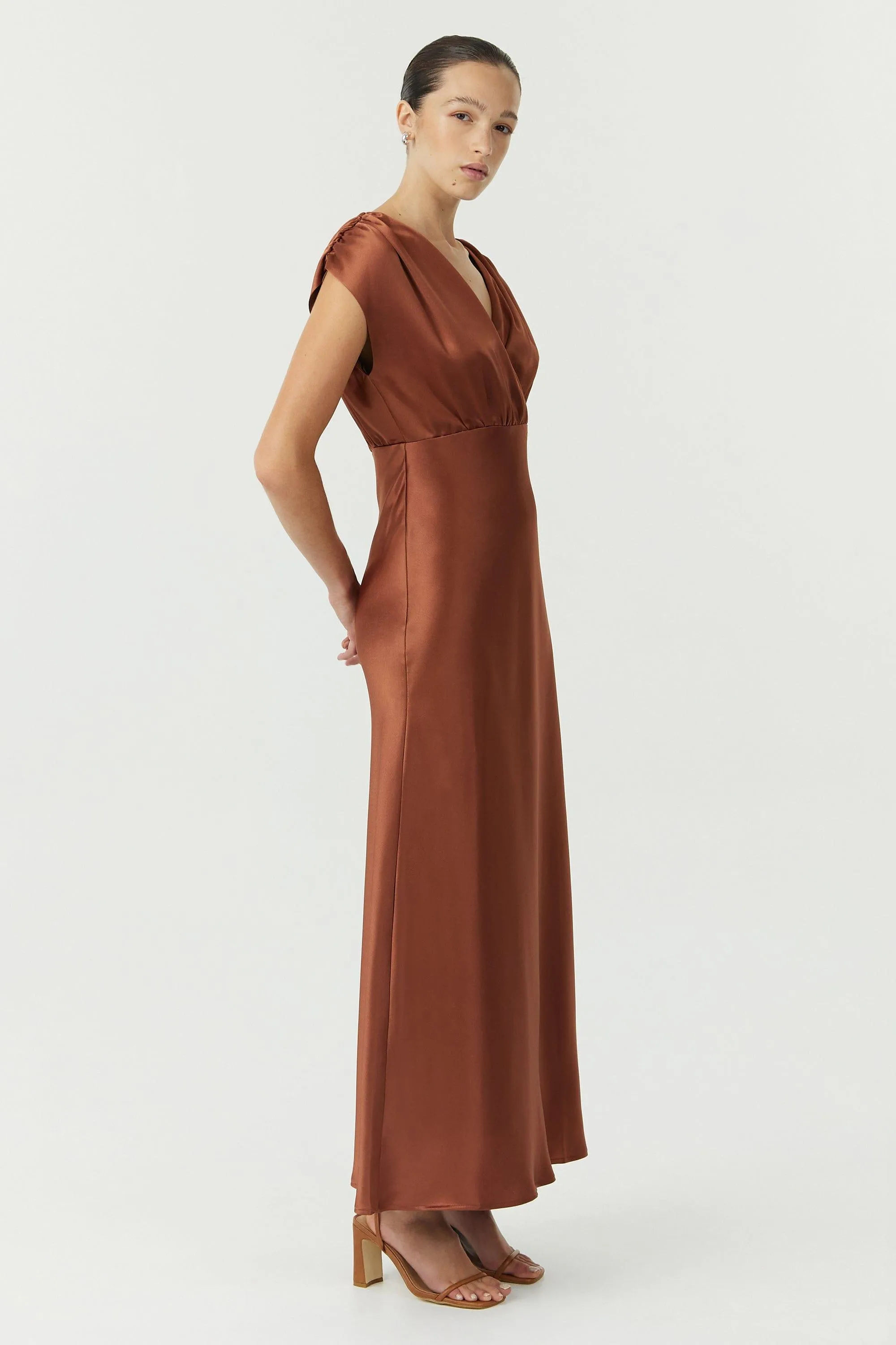 SATIN CROSS OVER GATHER DRESS | SPICE