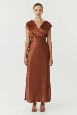 SATIN CROSS OVER GATHER DRESS | SPICE