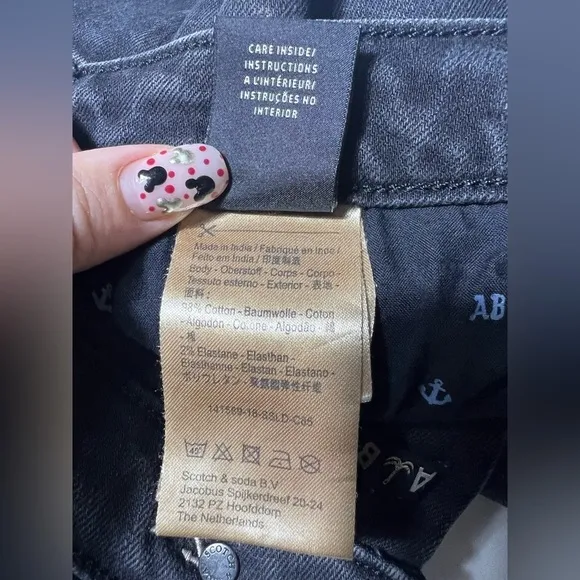 Scotch &amp; Soda Petit Ami Slim Boyfriend Black Anchor Embroidered Jeans, 27/32